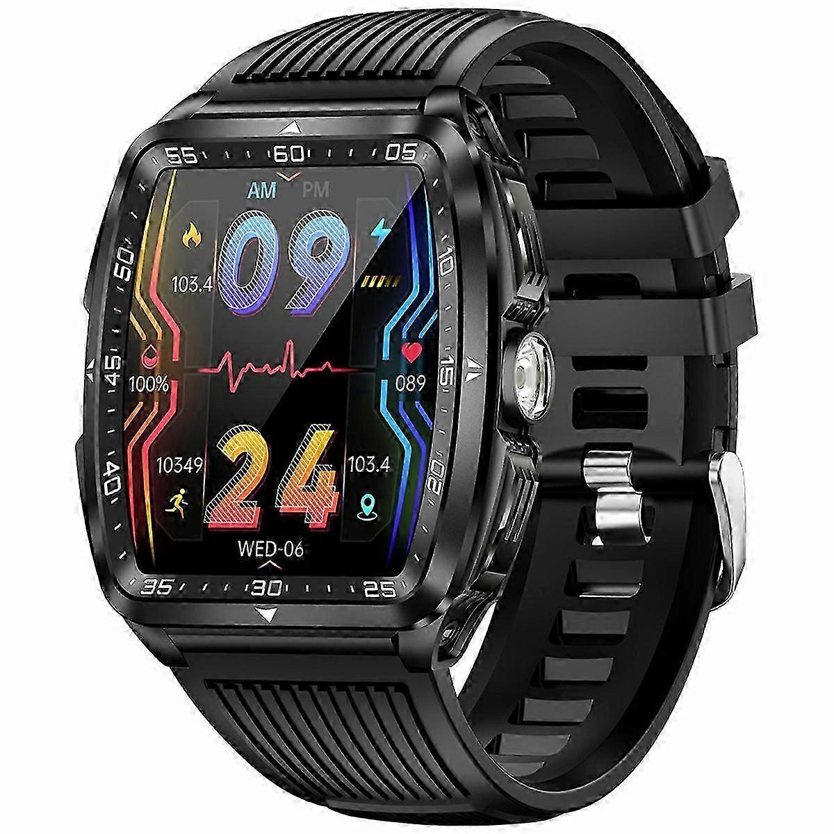 KT83 1.8 Inch Outdoor Smart Watch with Flashlight Health Monitor Bluetooth-Compatible Calling Wristw