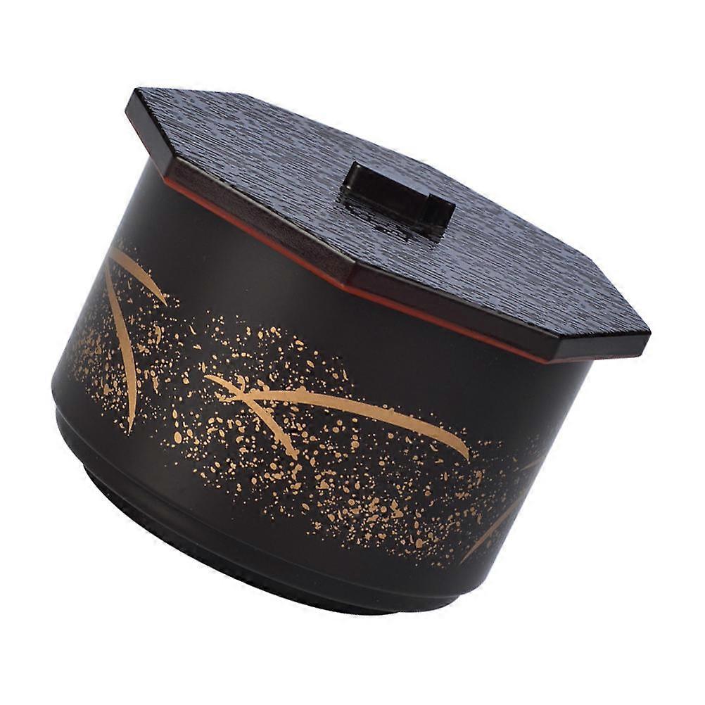 Japanese Style Bowl Covered Soup Bowl for Storage 1Set Brown Plastic