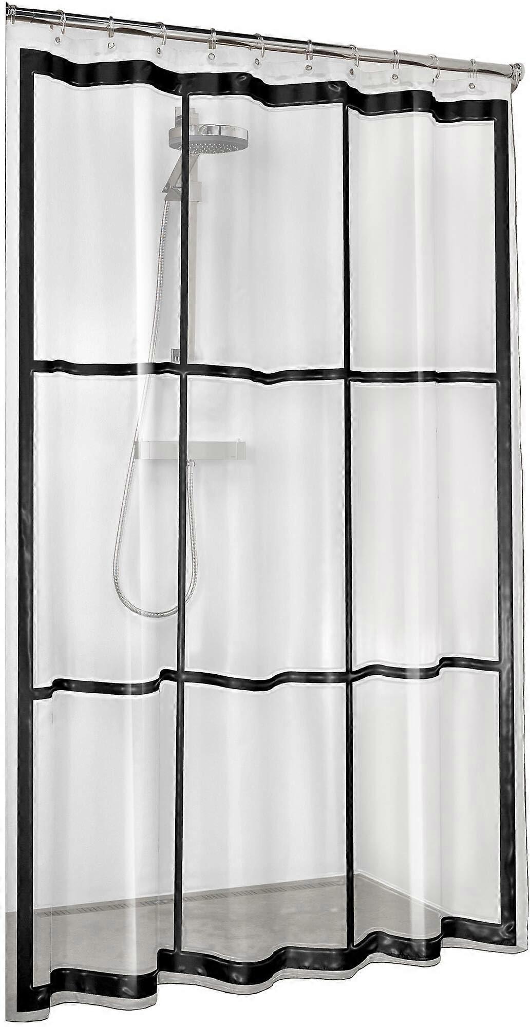 Shower Curtain PEVA 180x200 Cm Transparent/Black, 70.9 In W x 78.7 In L, 1 Panel