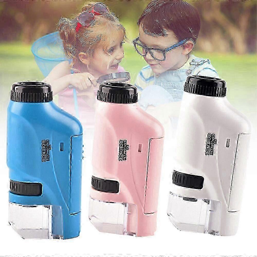 Kids Pocket Microscope 60x-120x Handheld Magnification Lens With Led Lighted Fdf
