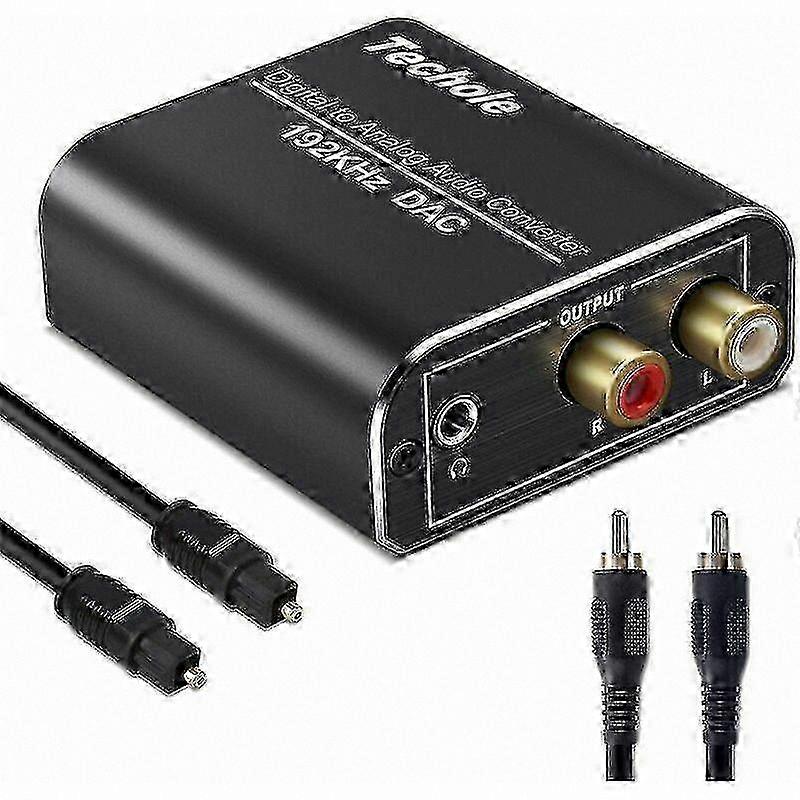 Digital-to-Analog Converter, Aluminum DAC 192kHz, Optical/Coaxial SPDIF to RCA 3.5mm Stereo Adapter with Cables