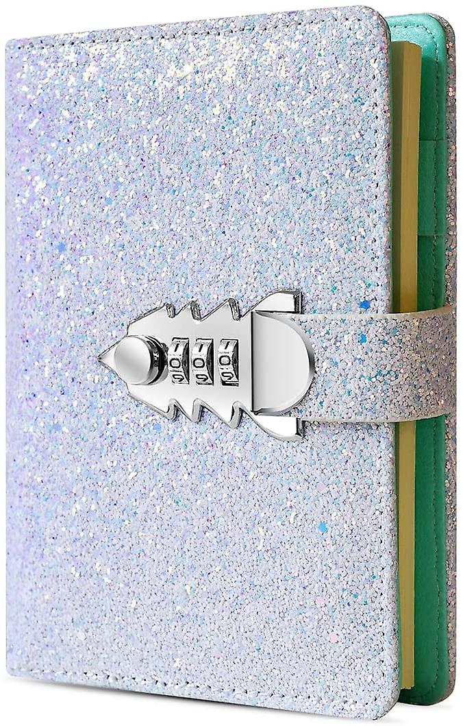 Digital Password Journal Combination Lock Diary Locking A6 Refillable Leather Journal (blue)
