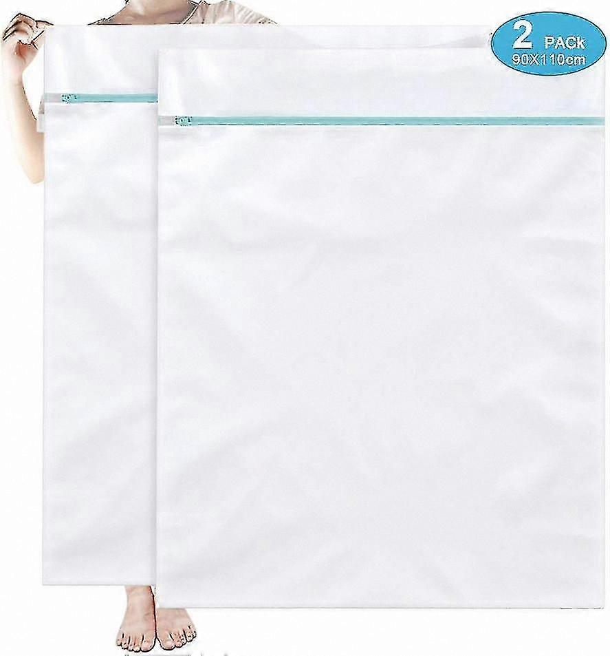 XXL Reusable Laundry Nets with Zipper - 90x110cm, 2-Pack for Washing Clothes and Delicates