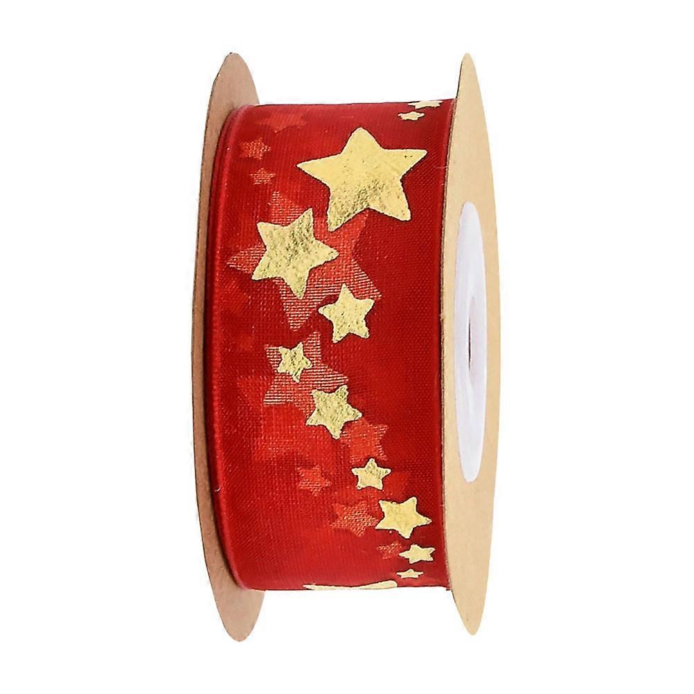 Five-Pointed Star Ribbon Christmas Ribbon for Packing 1 Roll Red
