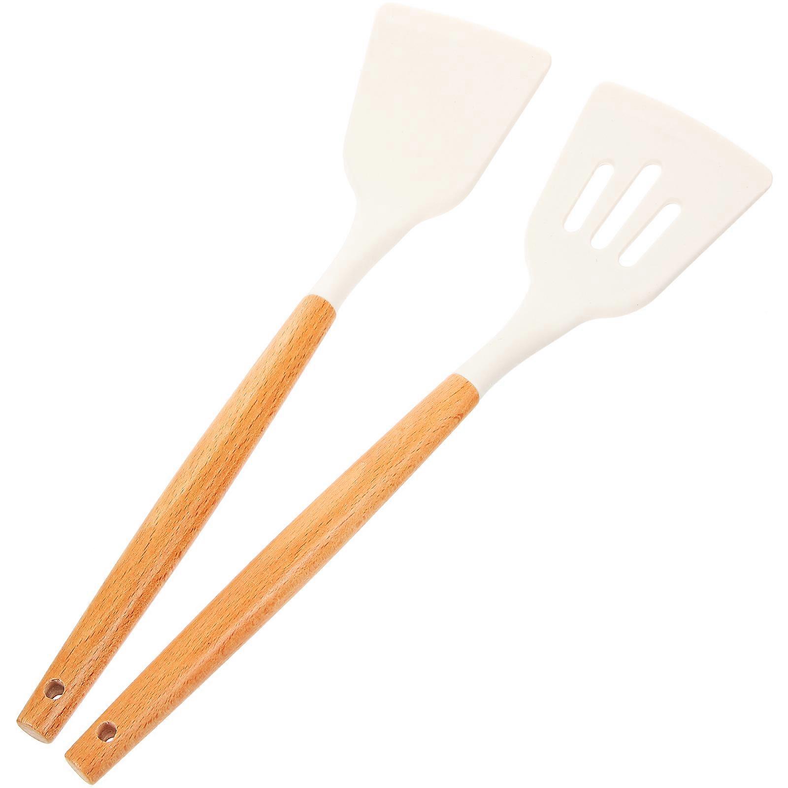 Spatulas for Kitchen Use Silicone for Cooking 4Pcs Wood Handle Set