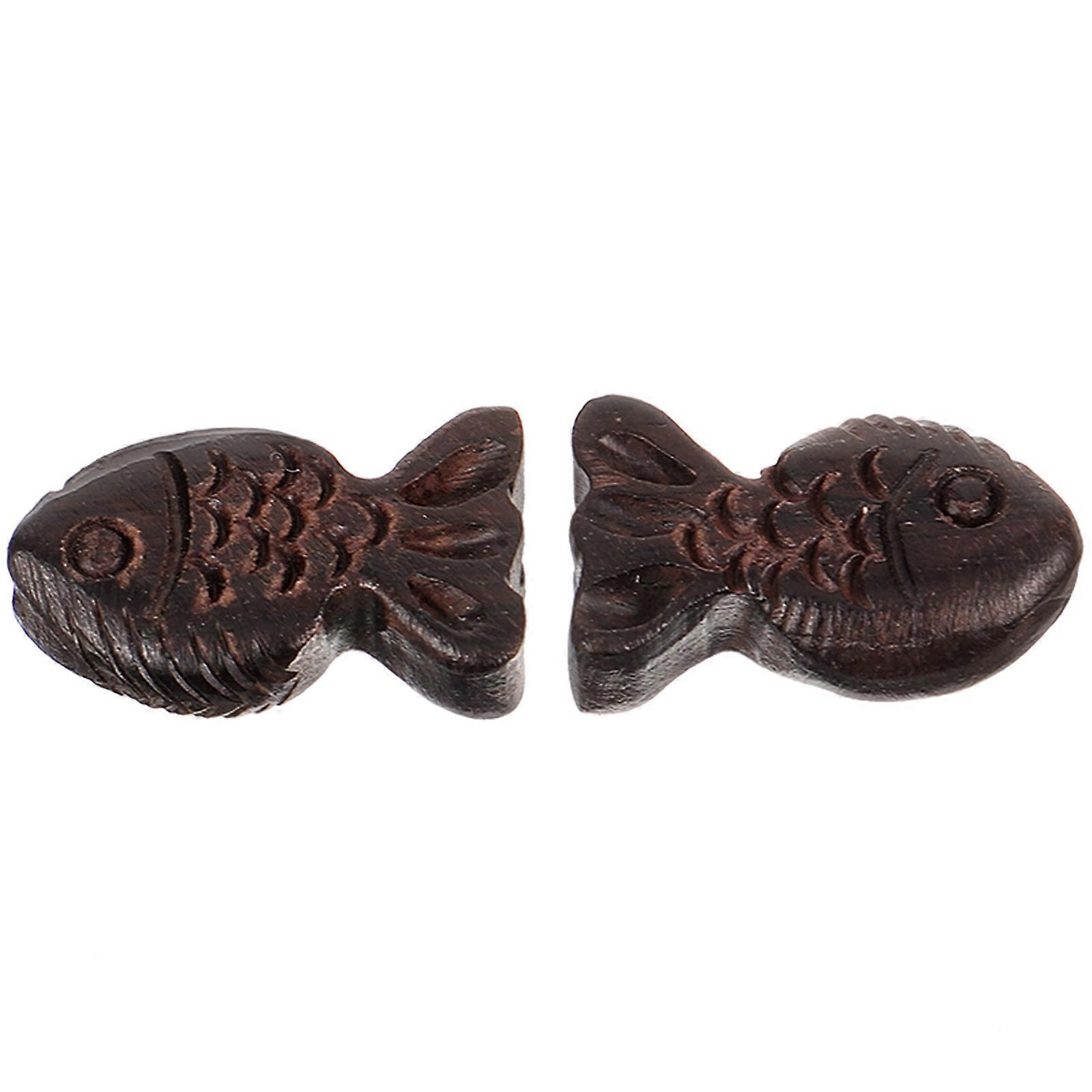 Wood Decor Pendant for Key Chain Use 6Pcs Wooden Fish Charm Black