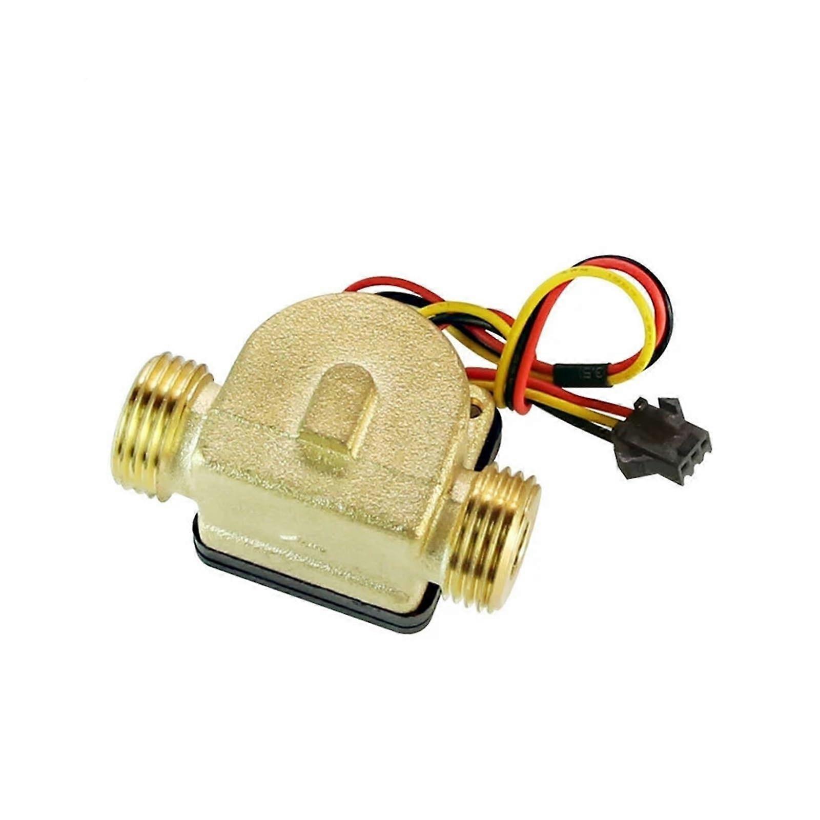 1/2' Water Flow Sensor Brass, Hall Sensor Turbine Pulse Flowmeter, 1.75MPa, 518V, DN15 Female/Male Threads, For Heaters/Dispensers