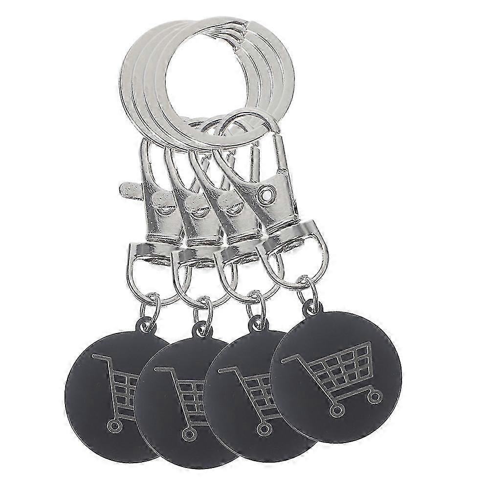 Shopping Cart Keychain Coin Key Attachment 4Pcs 7.50X2.30X0.20CM Gift Giving