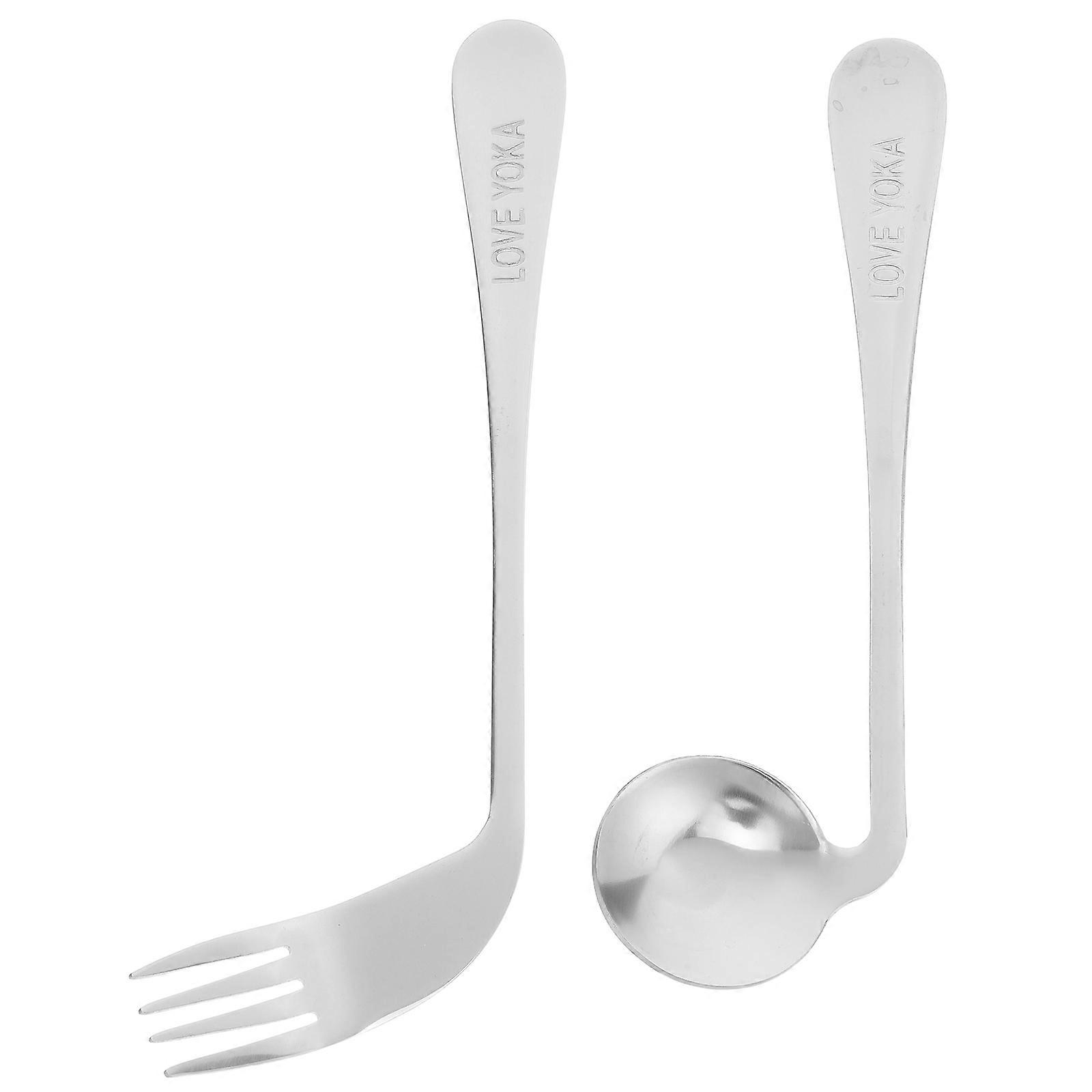 Ergonomic Angled Forks And Spoons For Elderly Individuals 7.9×3×1in Comfortable Eating Assist Device 5 Sets