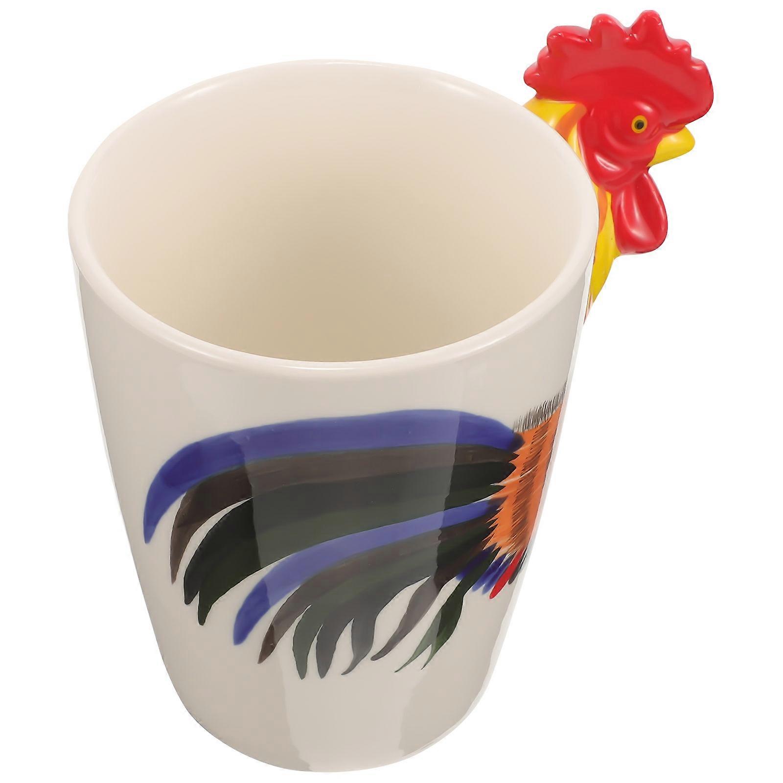 Ceramic Rooster Mug 2Pcs Festive Style For Easter Party With 3D Rooster Handle Ideal For Holding Coffee Or Tea