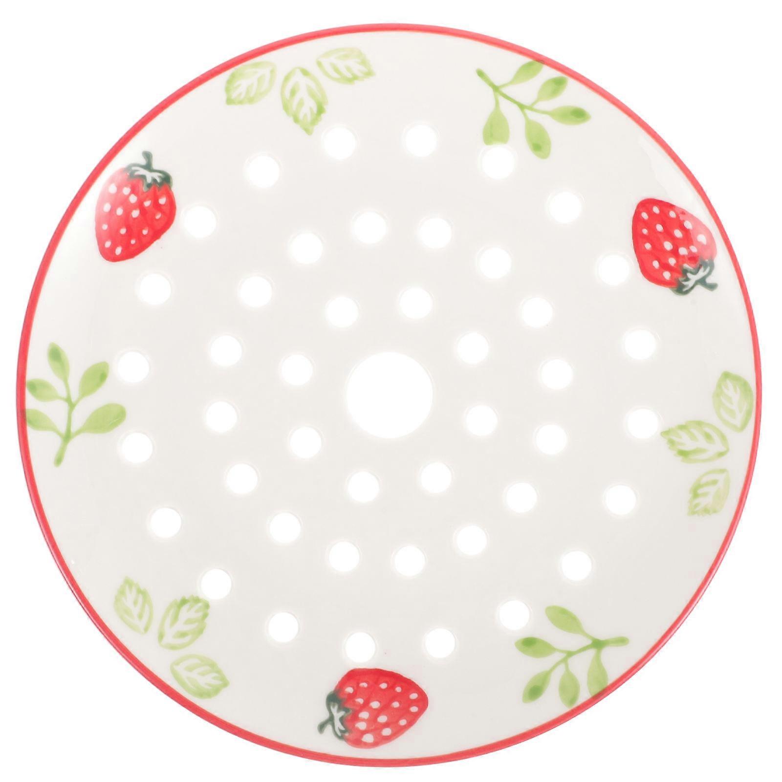 Cooking Steamer Ceramic Dumpling Plate for Food 4Pcs White