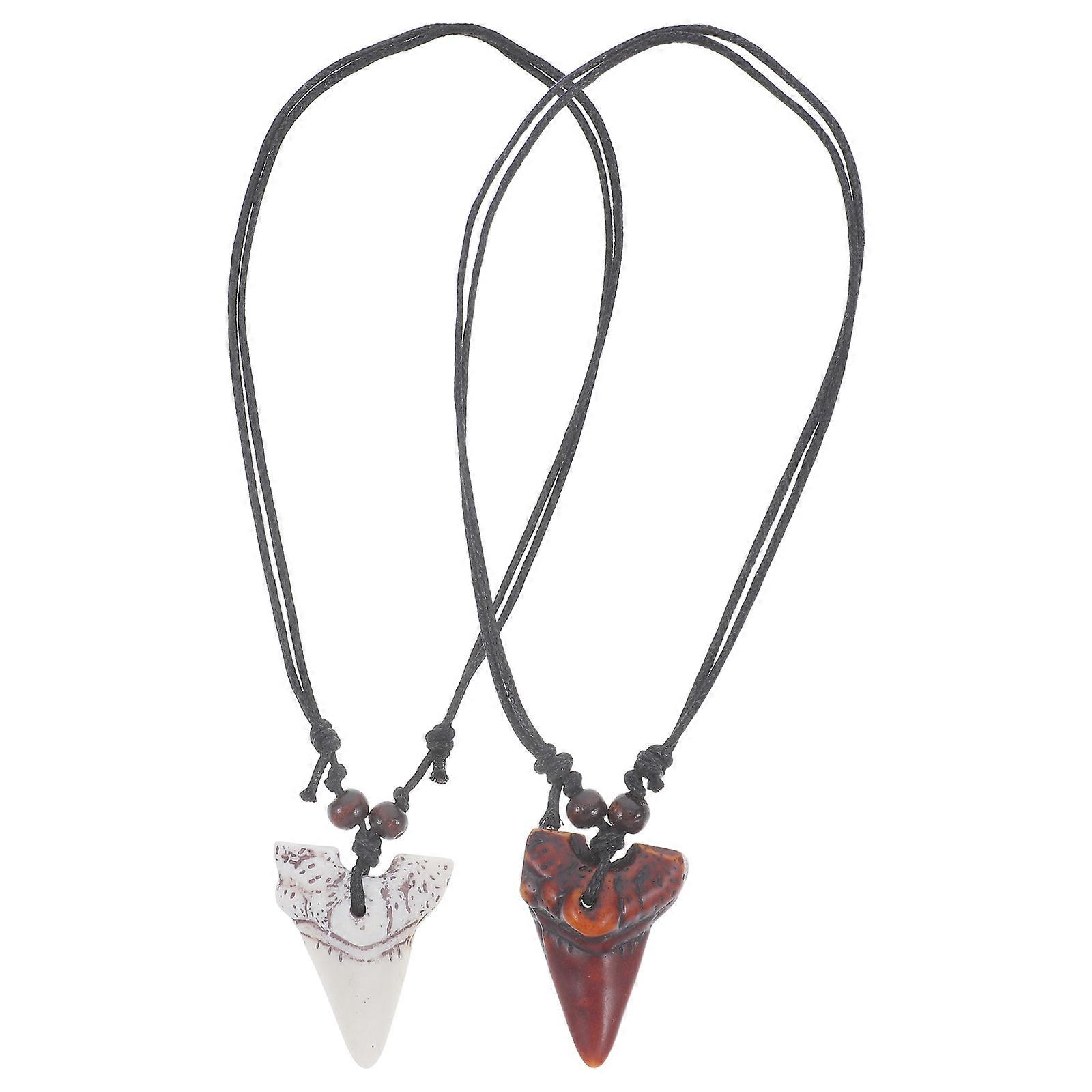 8Pcs Shark Tooth Necklaces for Men Cool Beach Neck Chains Decoration
