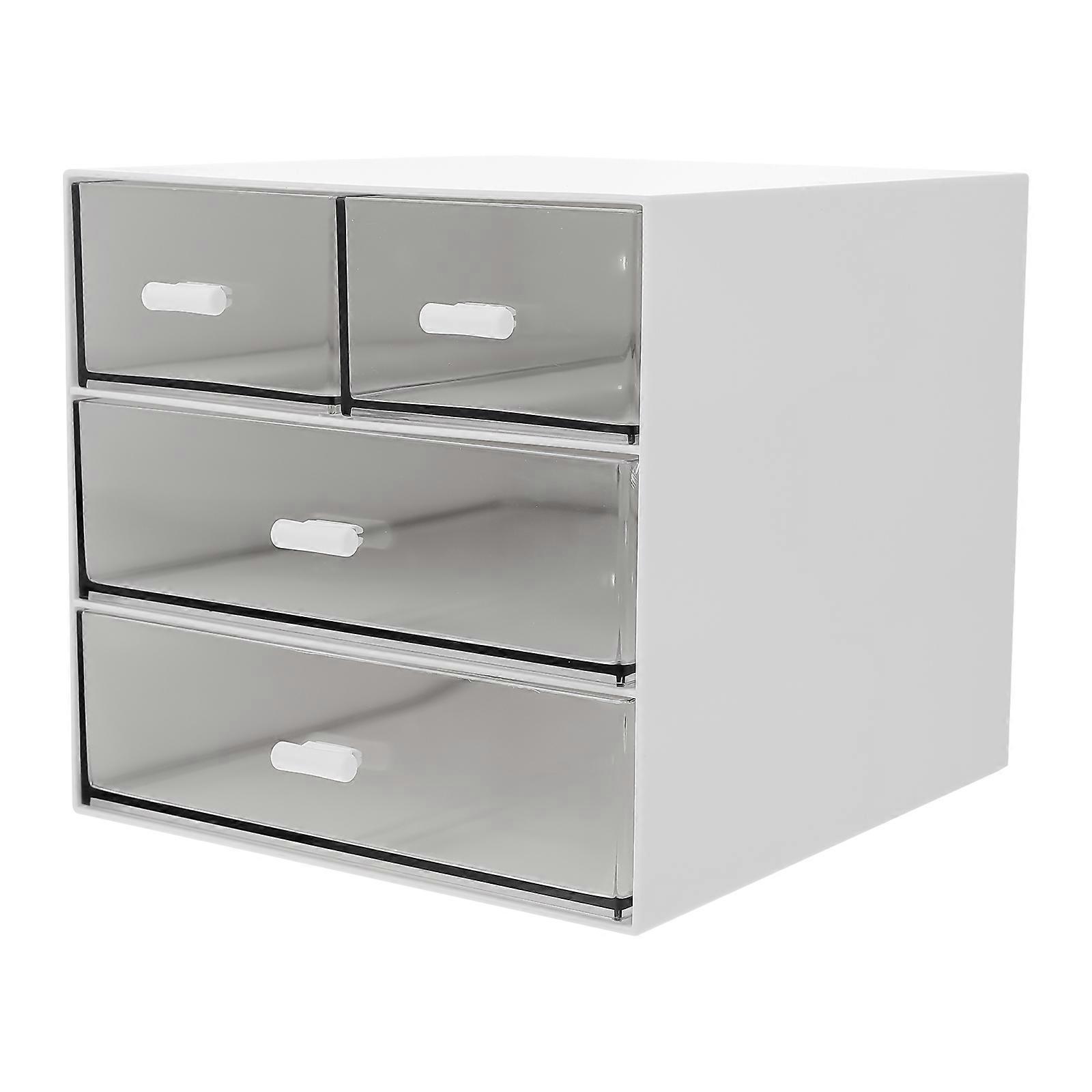 Desktop Storage Box For Home Organization And Office Desk Organization White Multi-Layer Plastic Dressing Table Storage Box 1Pcs