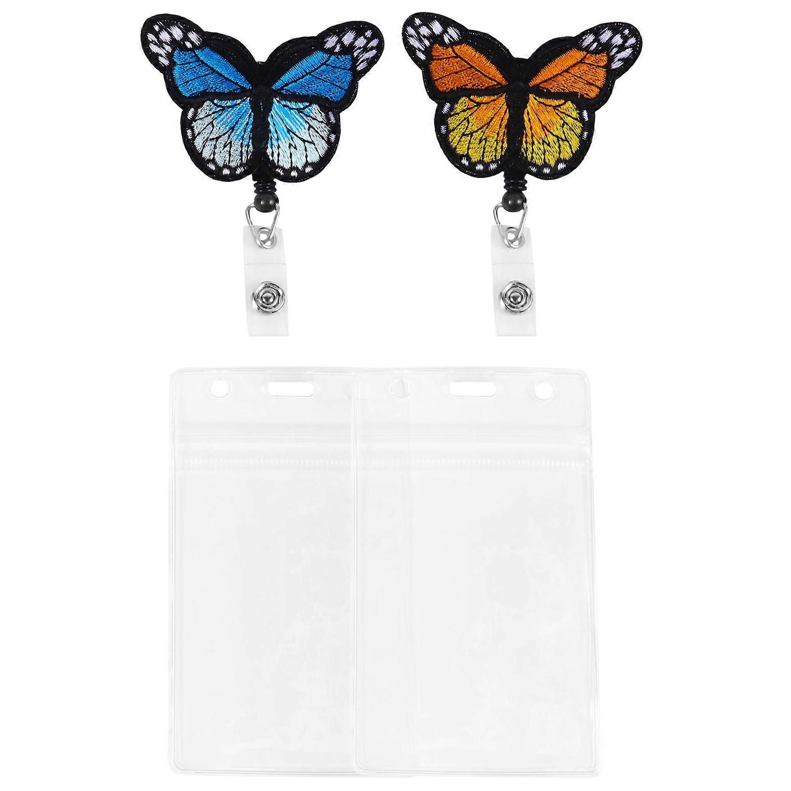 Retractable Badge ID Cover Buckles 2 Sets For Nurses And Students Square Shape ABS Material