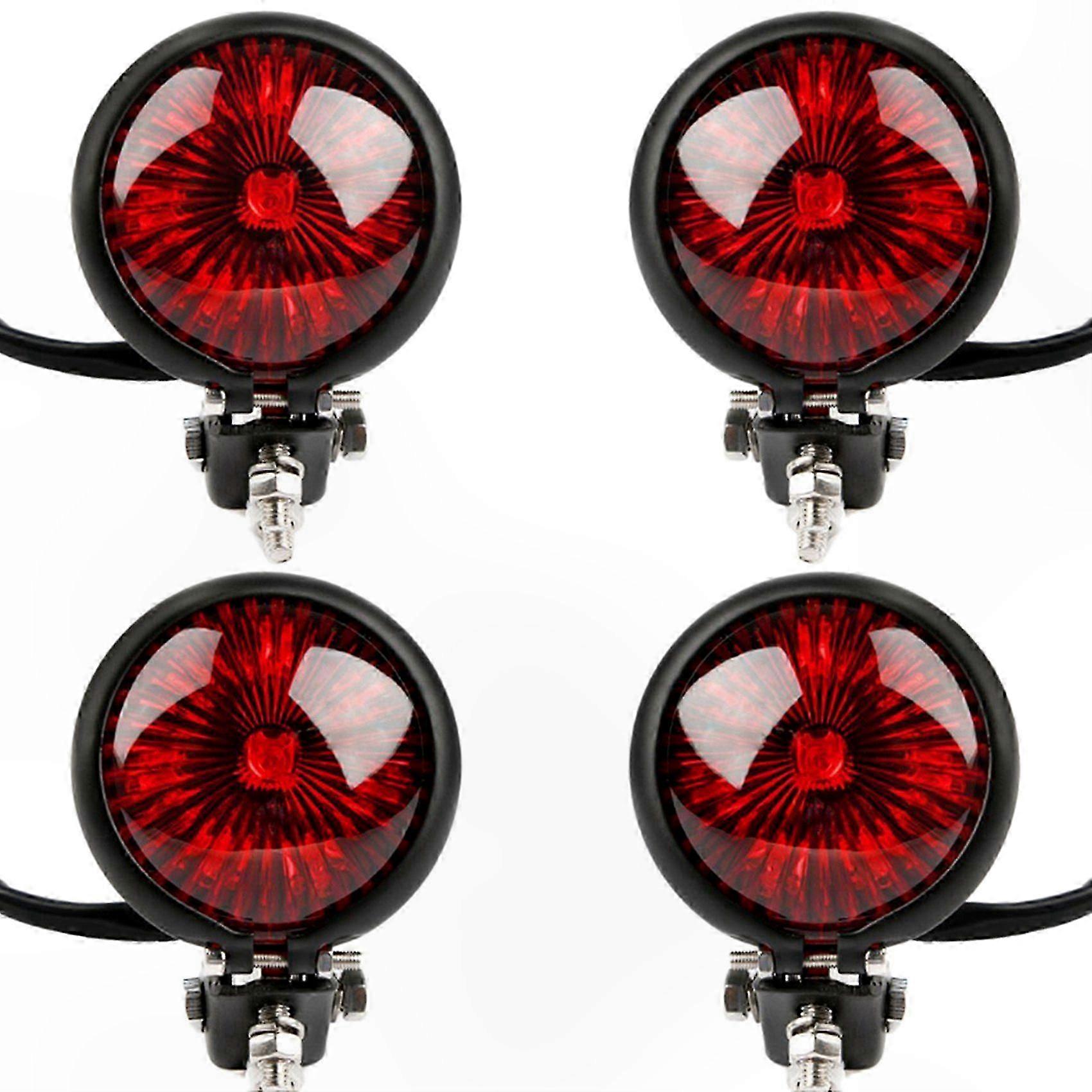 4X Red 12V LED Black Adjustable Cafe Racer Style Stop Tail Brake Rear Lamp for Chopper