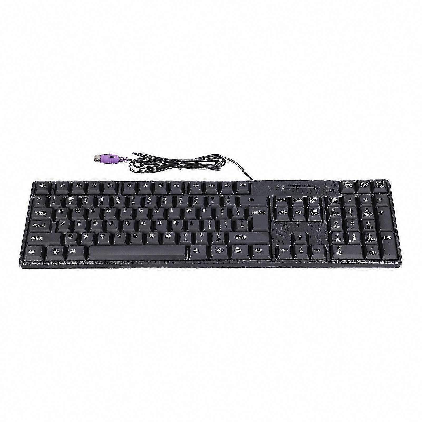 Mini teclado PS2 com fio de 104 teclas para computadores de mesa e laptops, acessórios de escritório