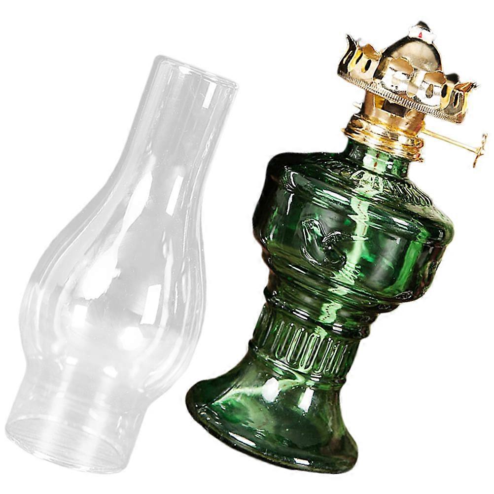Small Oil Lamps Rustic Kerosene Lamp Camping 32x9cm Green Illumination 1Set