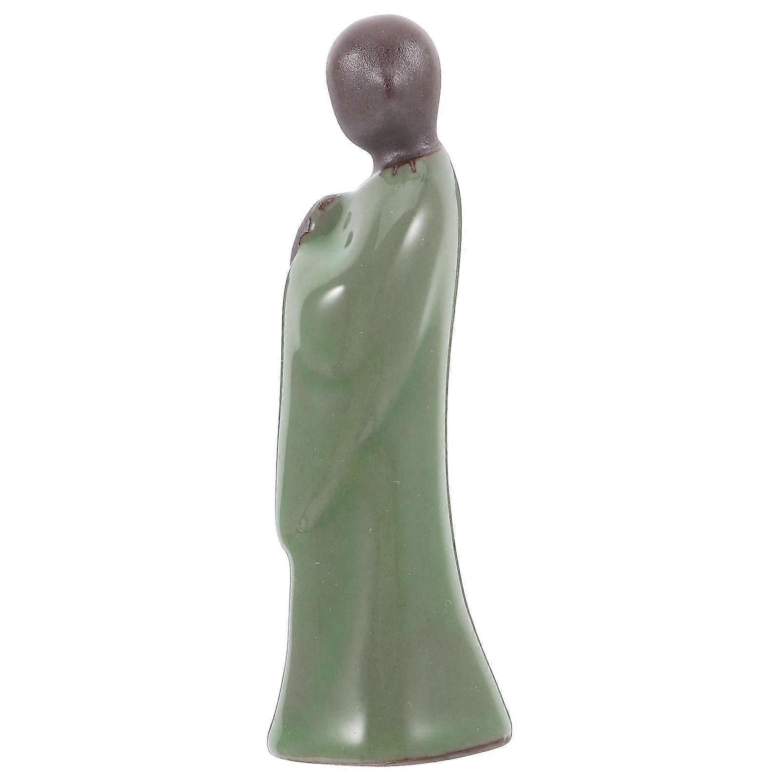 Chinese Monk Statue Ceramic Monk Figurine for Bonsai Decor 4Pcs Set