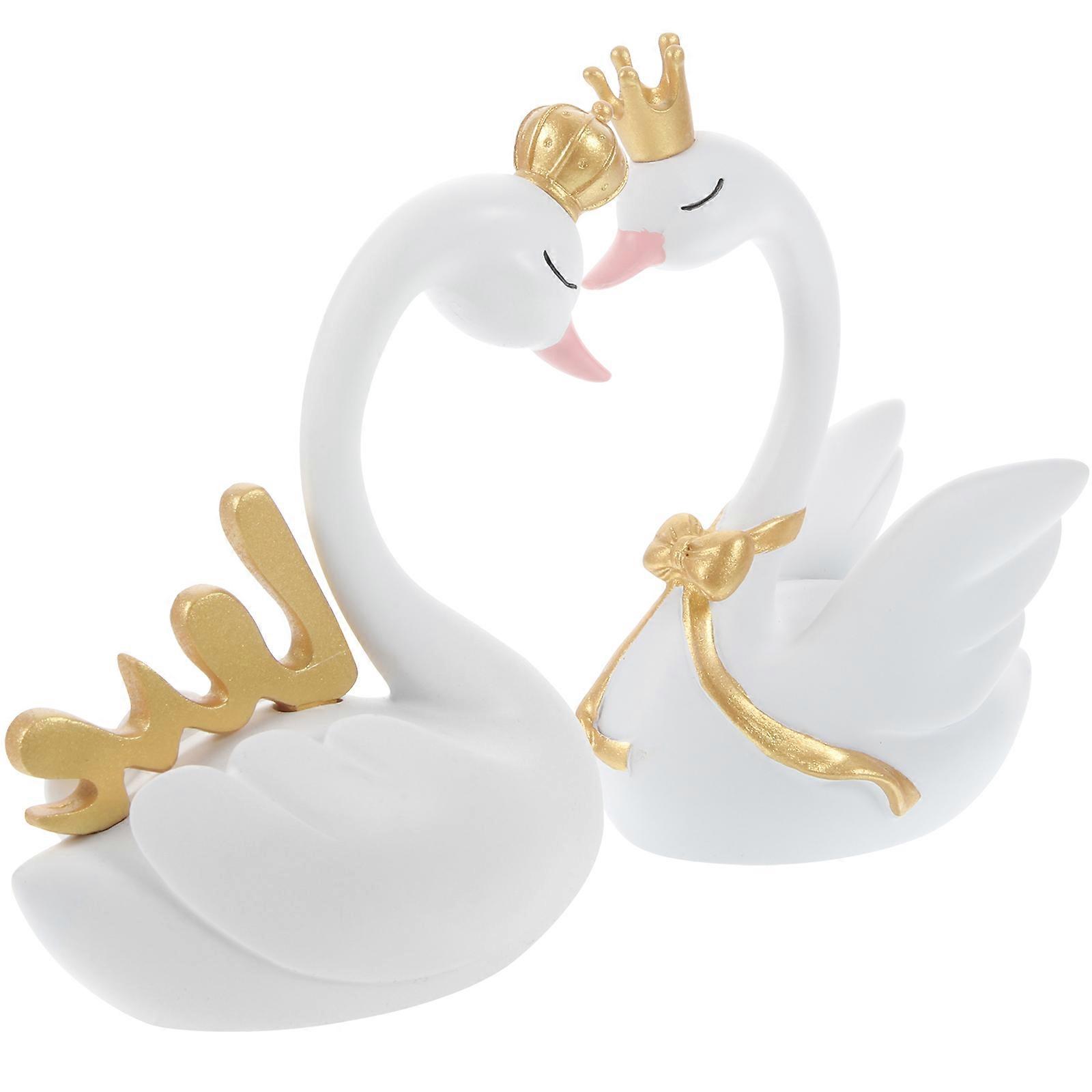 Desktop Swan Decor Resin Swan Statue for Home Decoration 2Sets