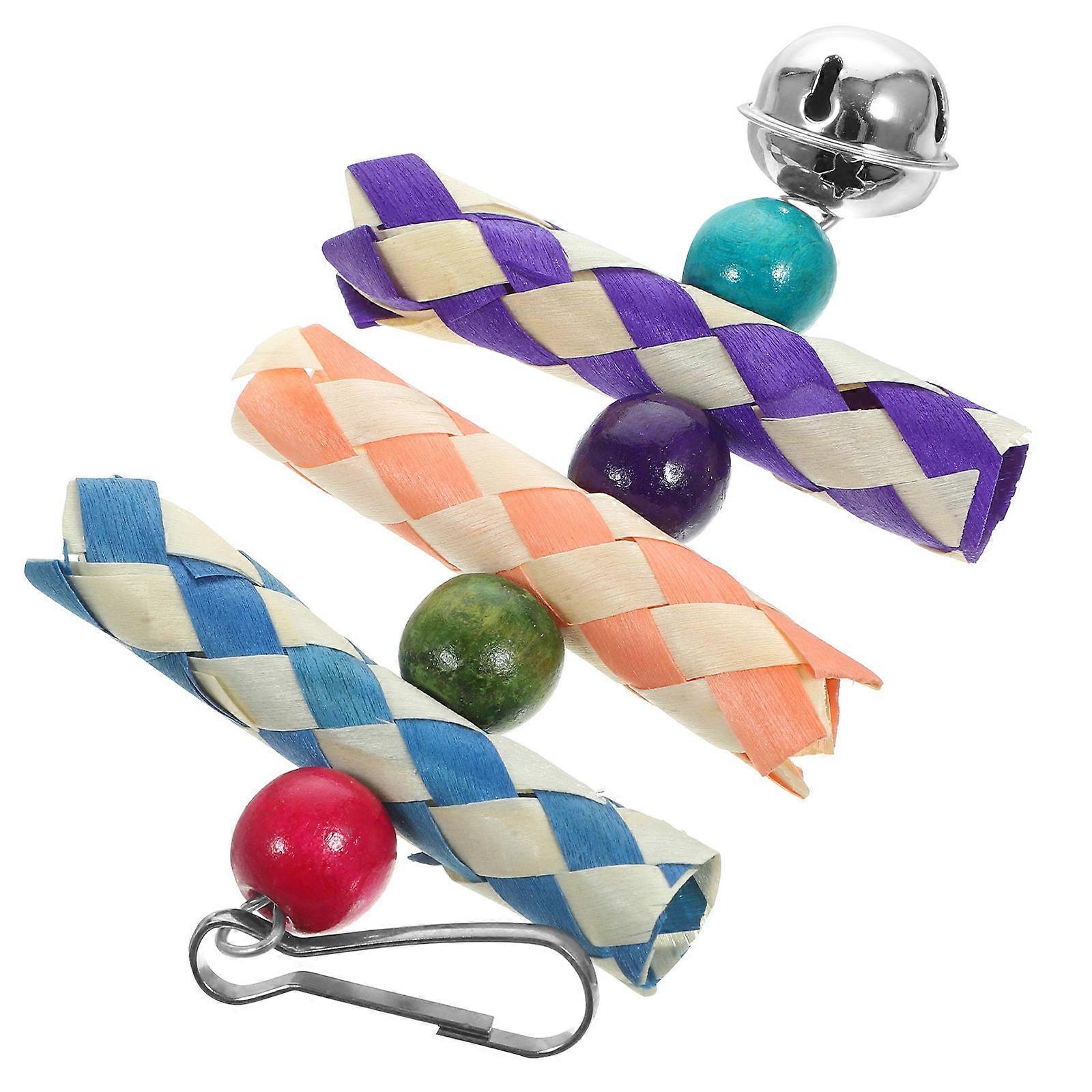 Parrot Chewing Toy Wood Foraging Hanging Bird Toy Colorful 1 Piece