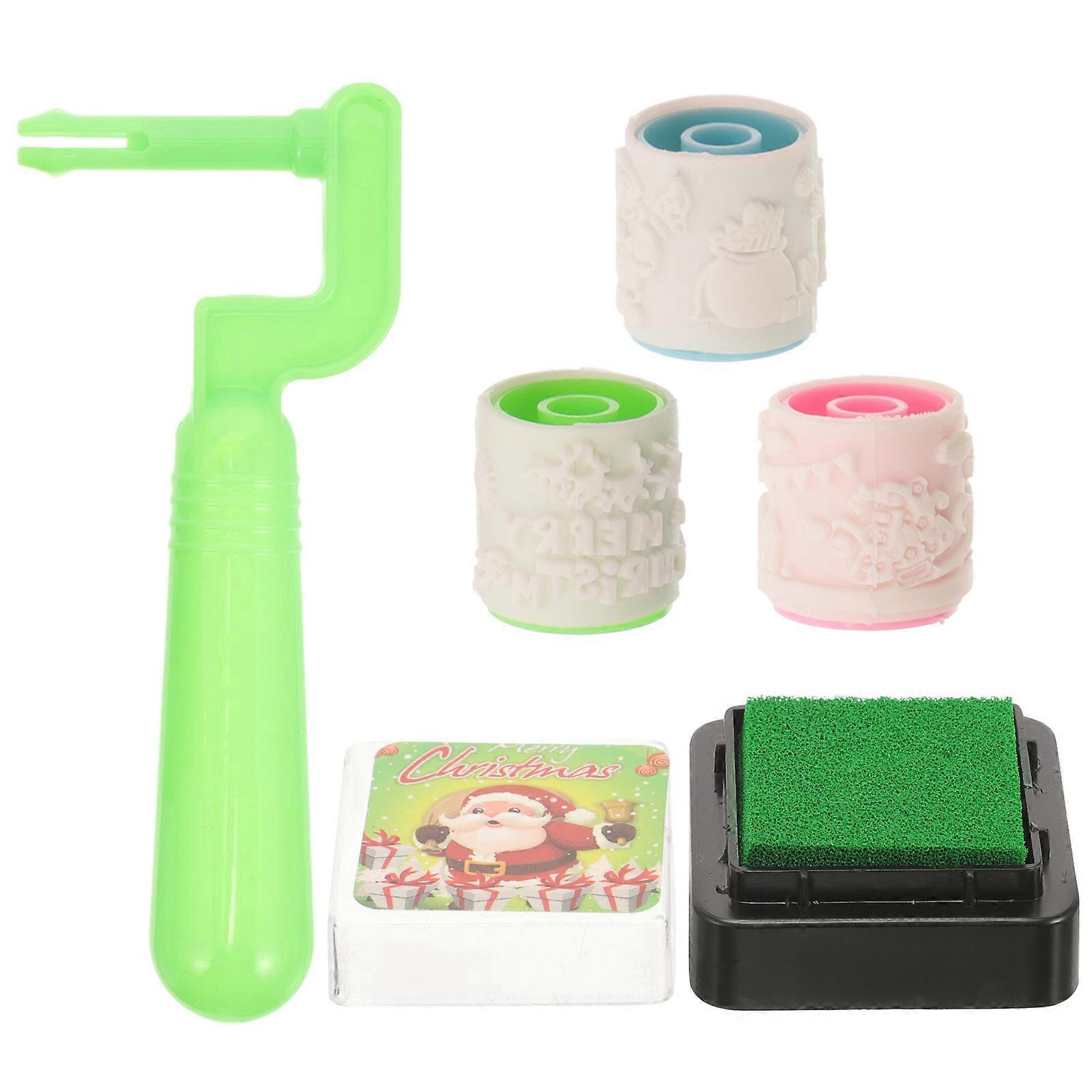 Kids DIY Stamps For Christmas Themed Arts And Crafts 3 Sets Assorted Color Multi-functional Stamping Roller For Creative Learning