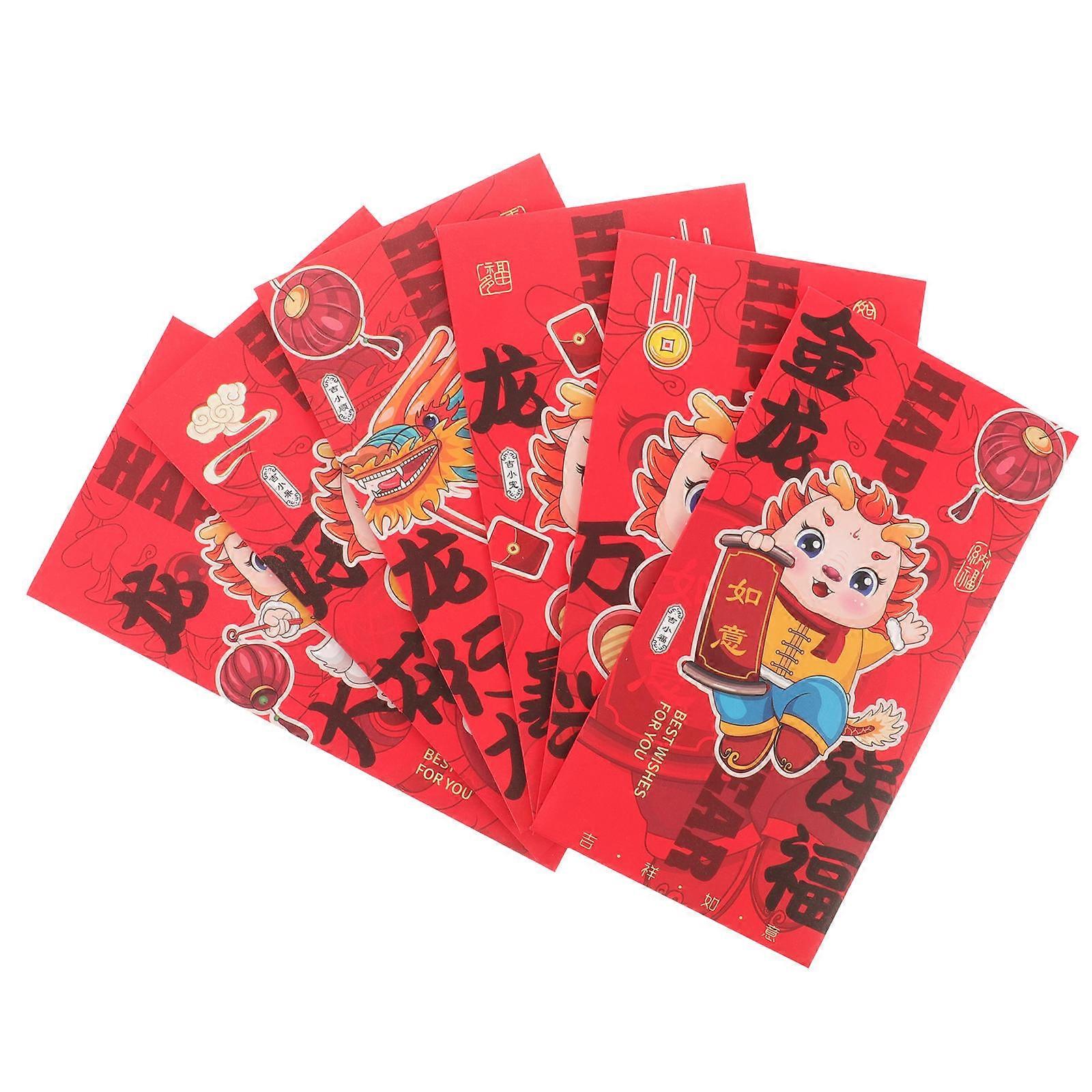 Rectangular Chinese Style Red Envelopes 24Pcs for Festivals Gift Giving with Unique Dragon Pattern