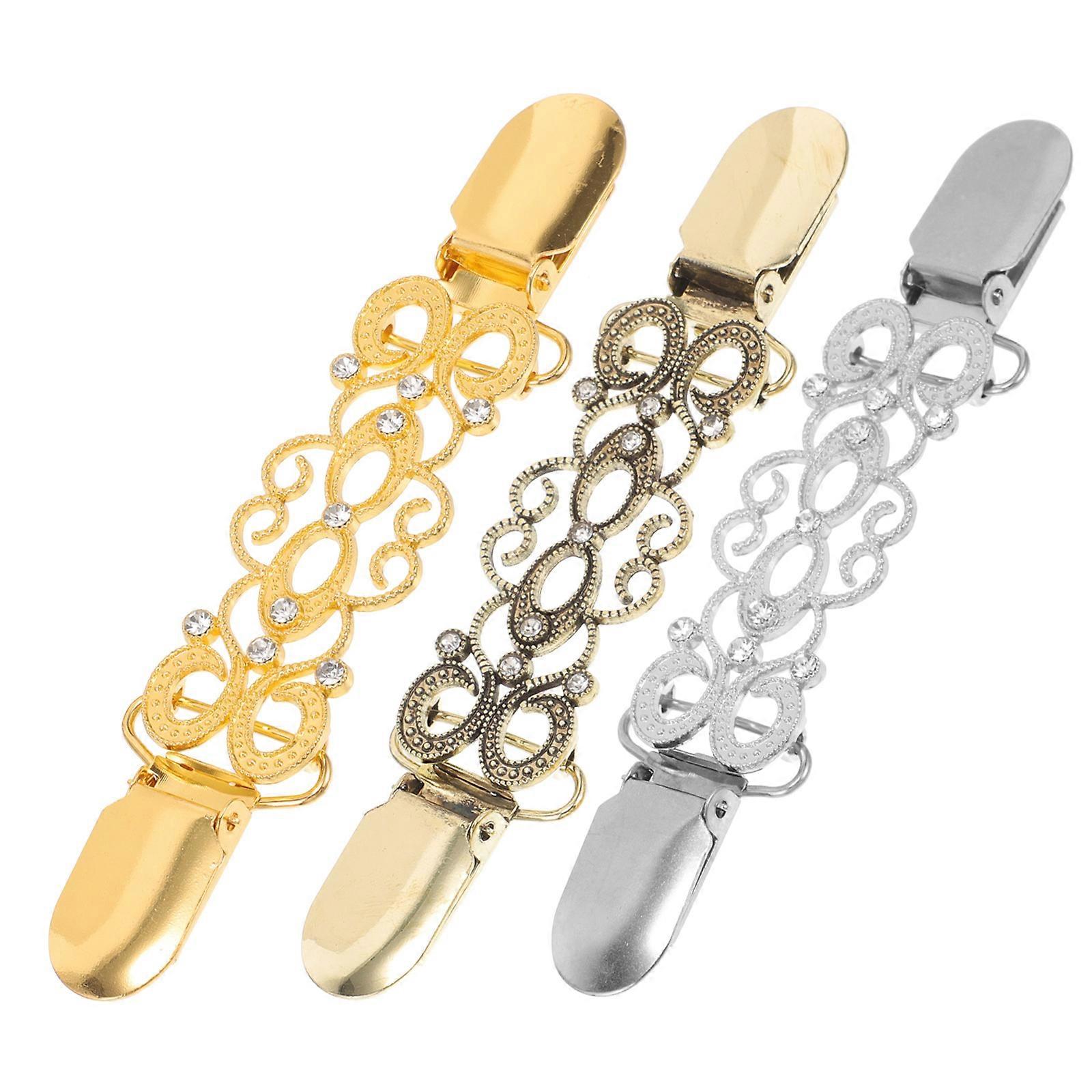 Sweater Clips Cardigan Clips for Women Use 3Pcs Assorted Color Creative Alloy