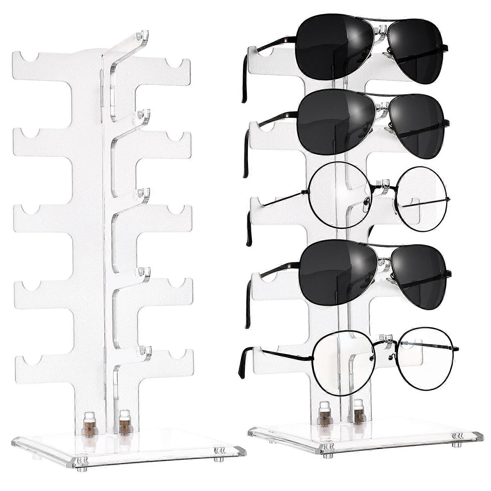 Glasses Display Rack Acrylic Storage Shelf for 16Pcs Transparent Glasses