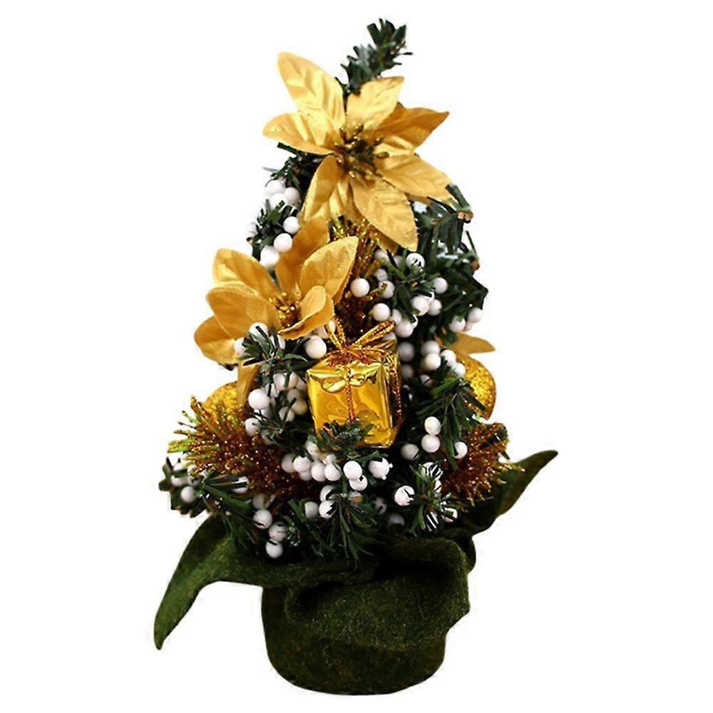 Mini Christmas Tree Set, with Clear LED Lights, Artificial Mini Christmas Tree with Star Treetop and Ornaments, Best DIY Christmas Decorations