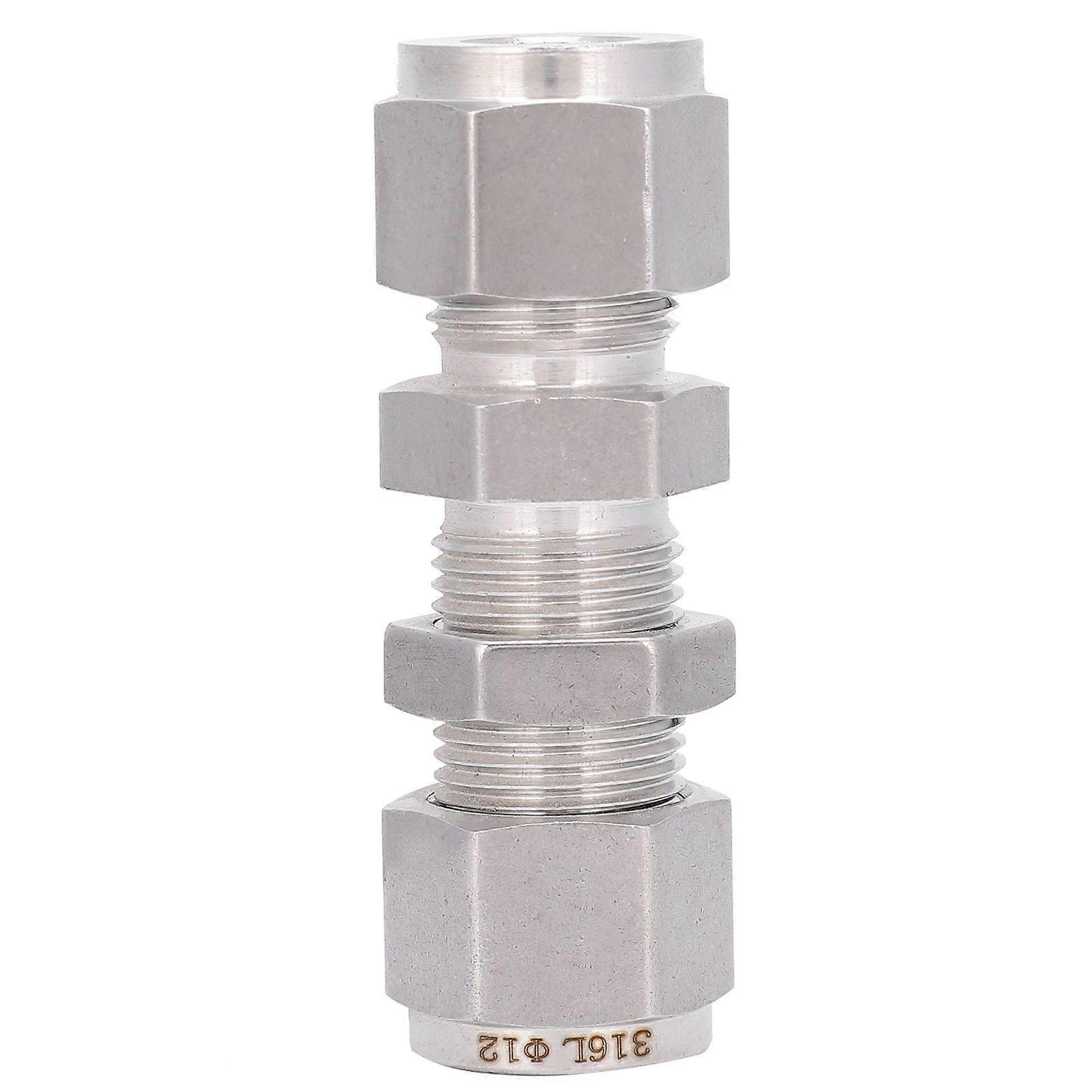 316 Stainless Steel Double Ferrule Compression Fitting Bulkhead Connector Accessory1/2