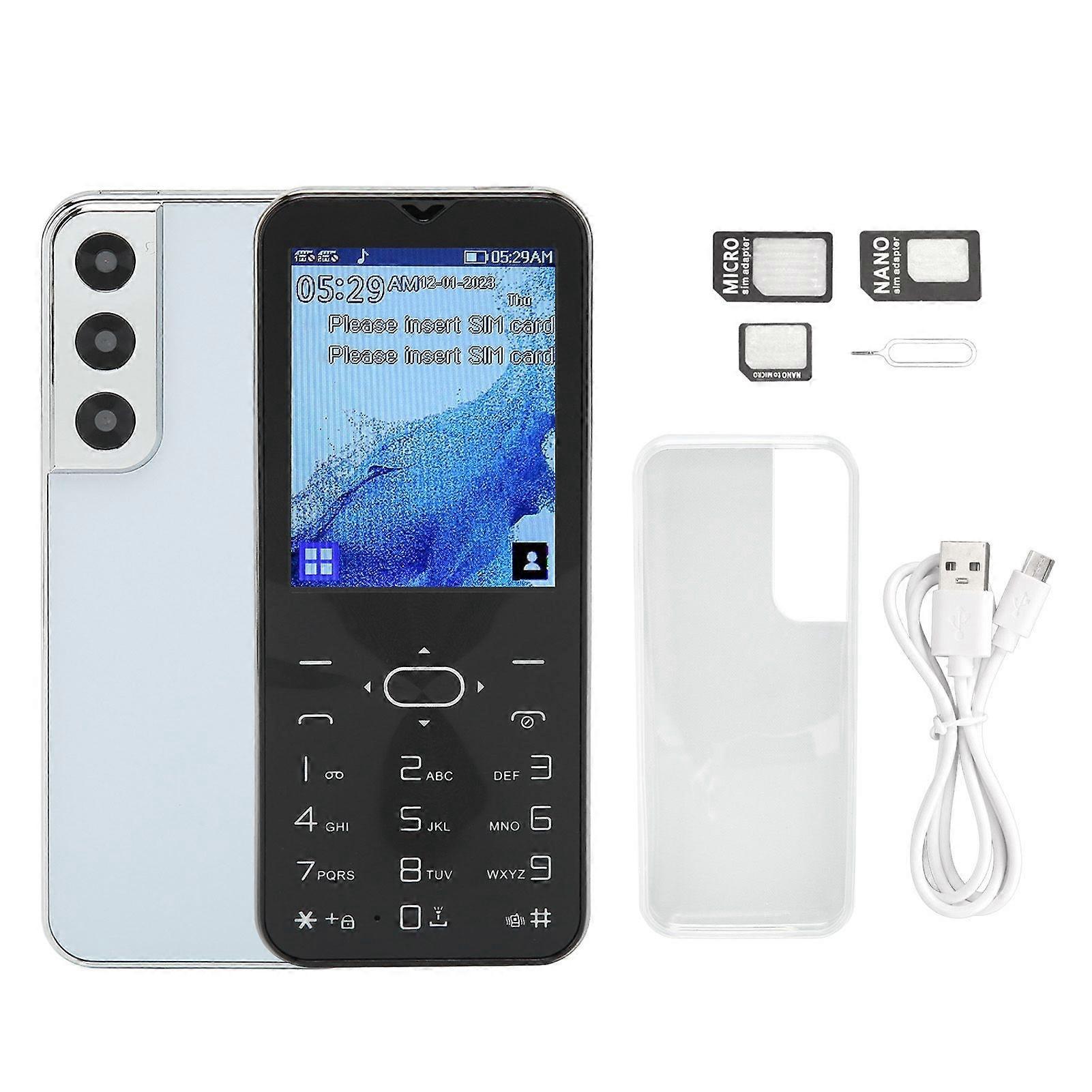 2.8 Inches Screen Senior Cell Phone Loud Voice Big Button 1000mAh High Capacity with Protective Case 2G Dual Card Unlocked Button Phone White