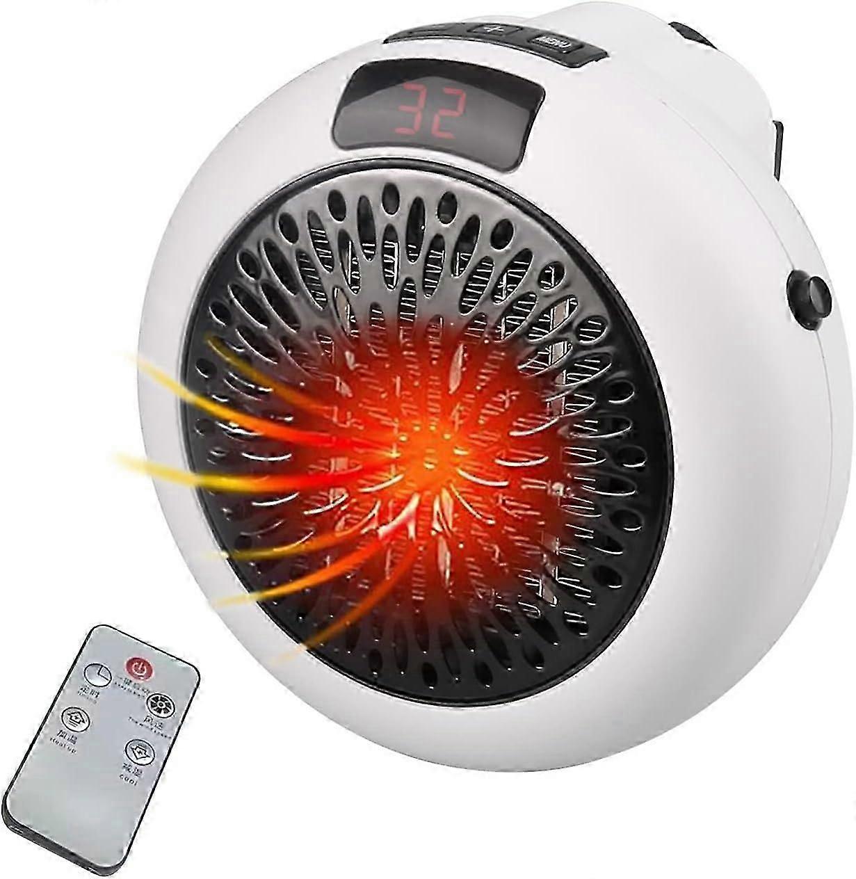 Mini Fan Heater, Electric Heater with Adjustable Temperature and Timer and LED Indicator, Heater with Remote Control, Suitable for Home, Office