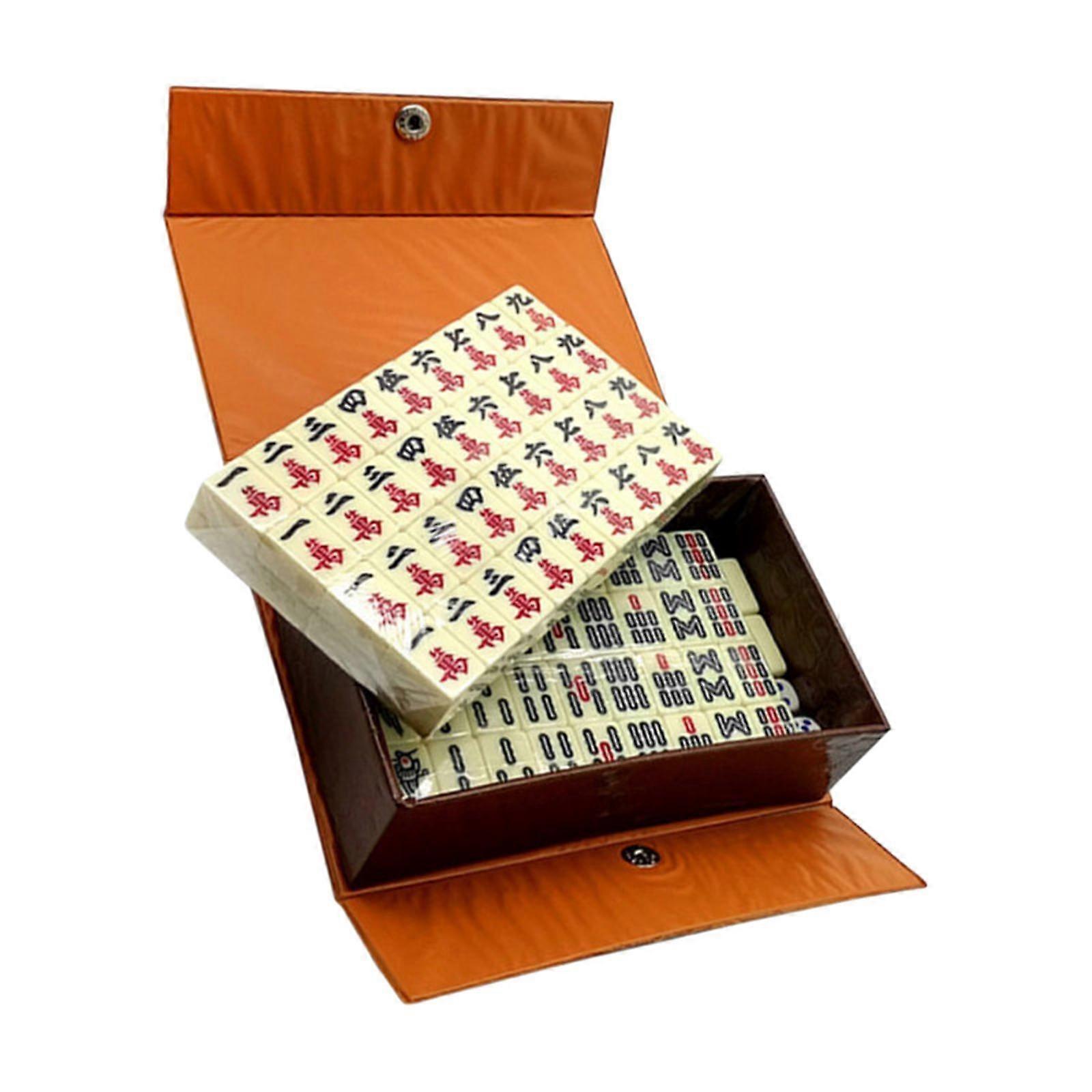 Resin Chinese Version Mahjong Set Wooden Suitcase Avoid Alzheimers Ilness Suitable Gift Reusable