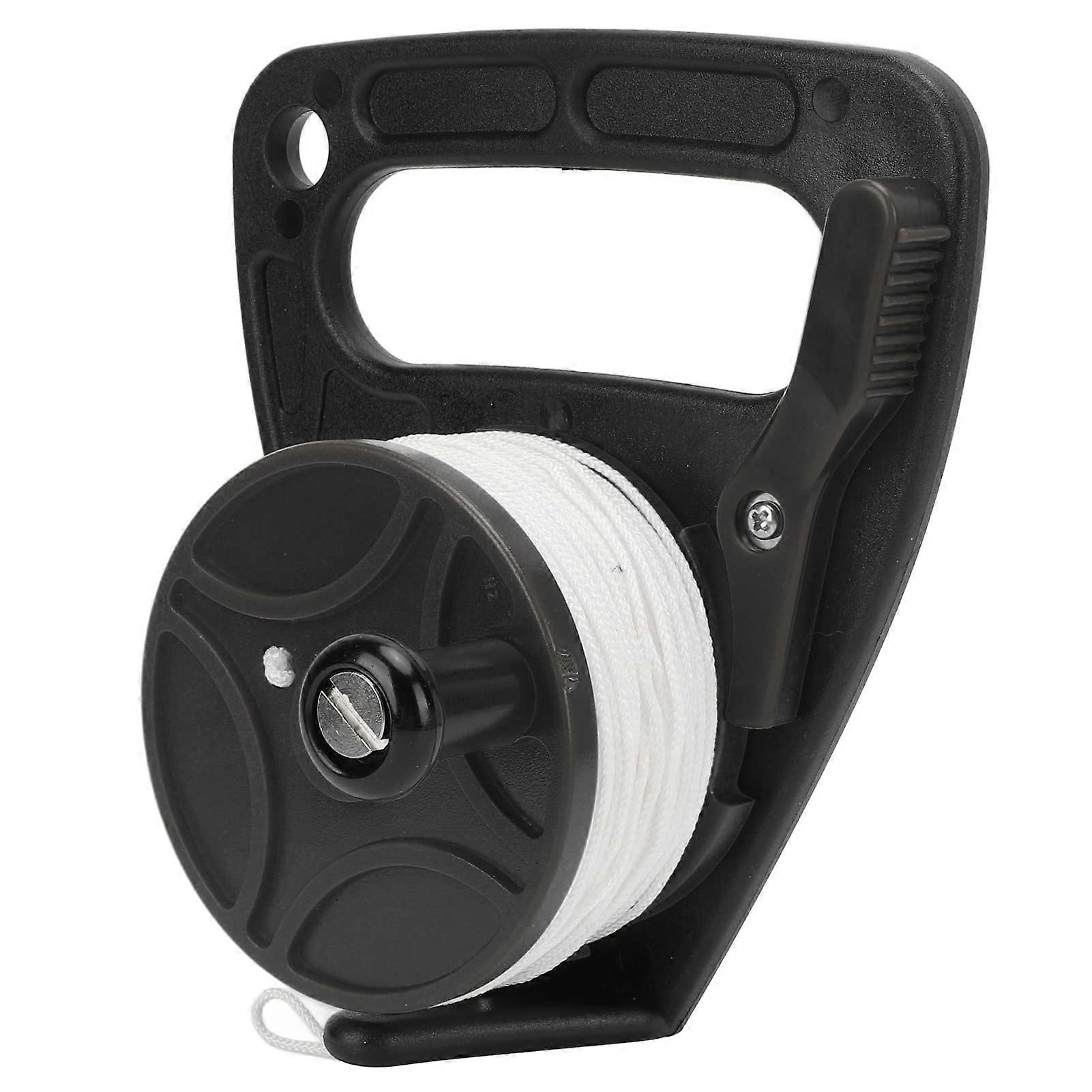 Diving Reel 150 Ft Nylon Press Lock For Cave and Wreck Diving Lightweight PC Construction Black Pulley