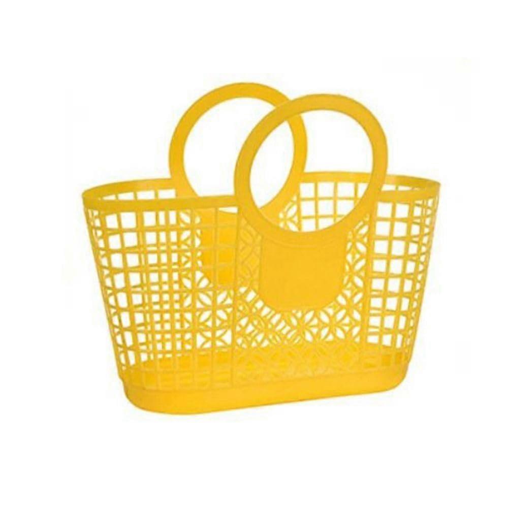 Hollow Plastic Shopping Baskets For Kitchen Fruit Vegetable Storage Baskets, Portable Shower Bath Baskets, Yellow
