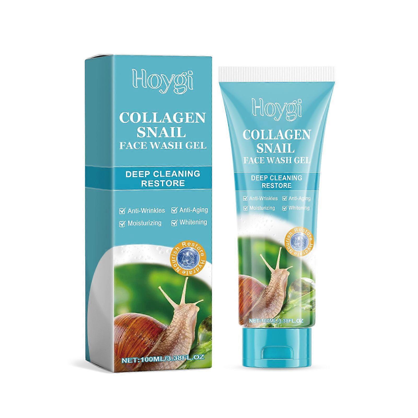 Hoygi Collagen Snail Cleansing Gel, Gentle Exfoliating Cleanser For Facial Skin Repair Cleanser