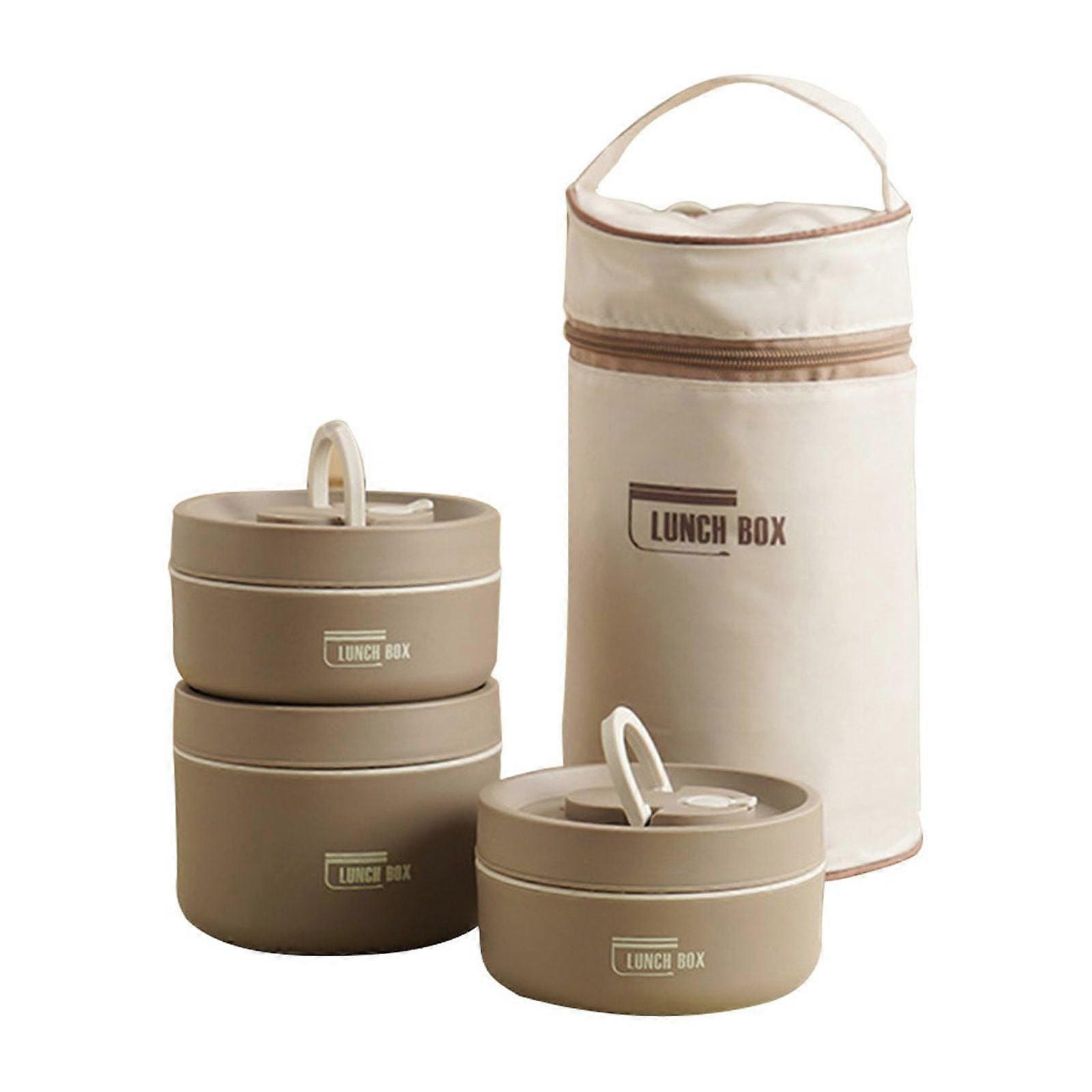Clearance! FNGZ Bento Packet Portable Insulated Lunch Container Set, Stackable Stainless Steel with Thermal Bag, compatible with school, work,