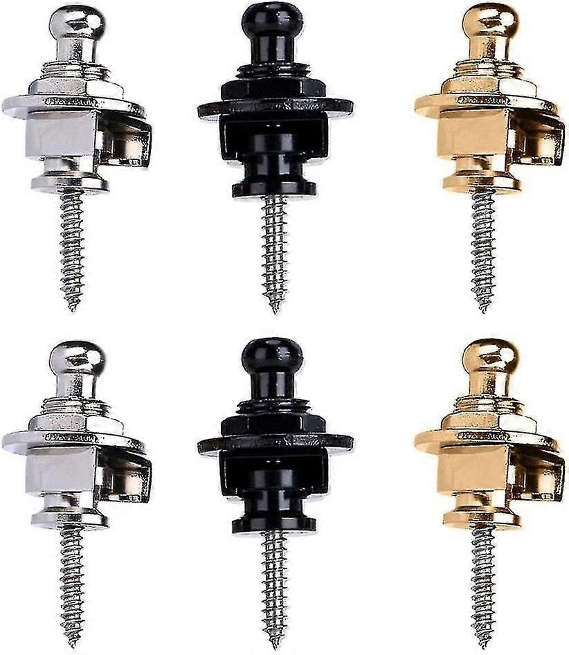Wruas Guitar Strap Locks Set 6 Pack Strap Lock Set Buttons Security Quick Release Gift
