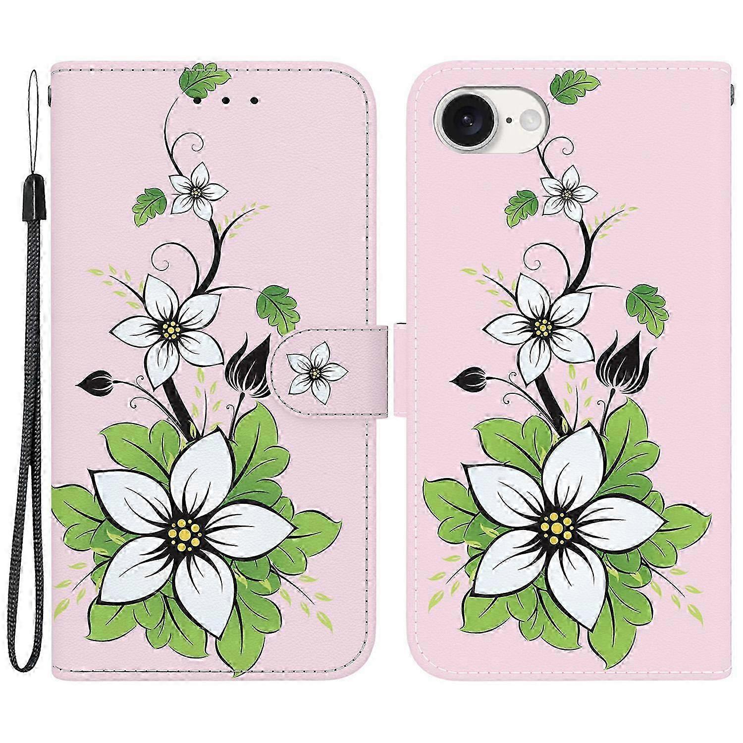 For iPhone 16e Case Pattern Print Scratch-Proof Leather Phone Cover with Wallet - Lily