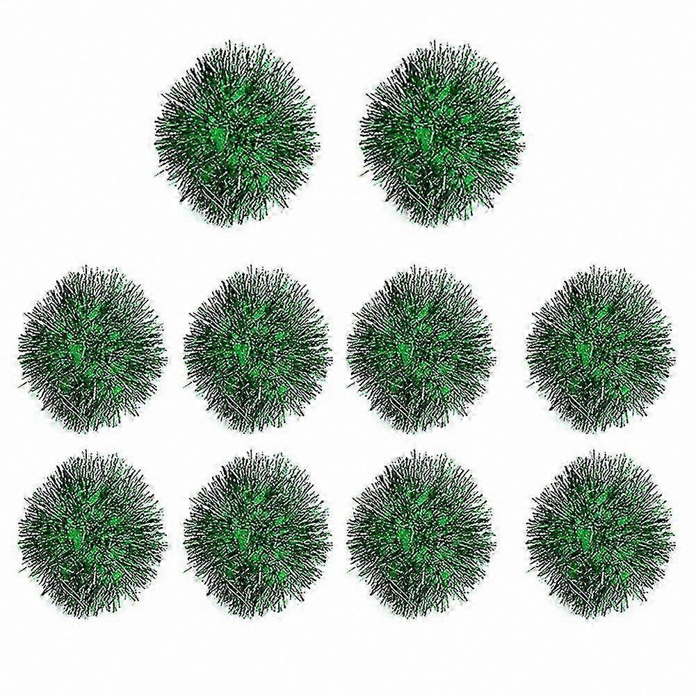 10 Pieces Playful Kitten Chewable Glitter Tinsel Pom Ball Toys for Cats