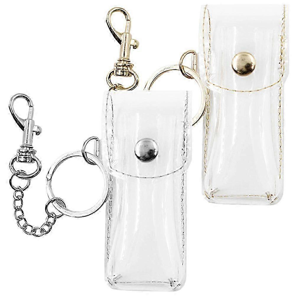 2pcs Lipstick Pouch Keychains Transparent Lip Gloss Pachets Key Ring Lipstick Cases