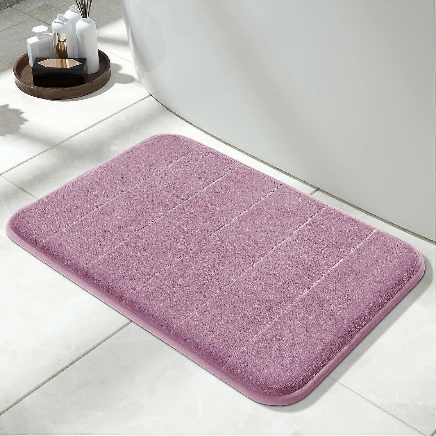 POWKOL Memory Foam Bath Mat Rug, 48 x 16 Inches, Soft, Super Absorbent, Non-Slip, Machine Washable, Thick & Quick-Drying, Mauve