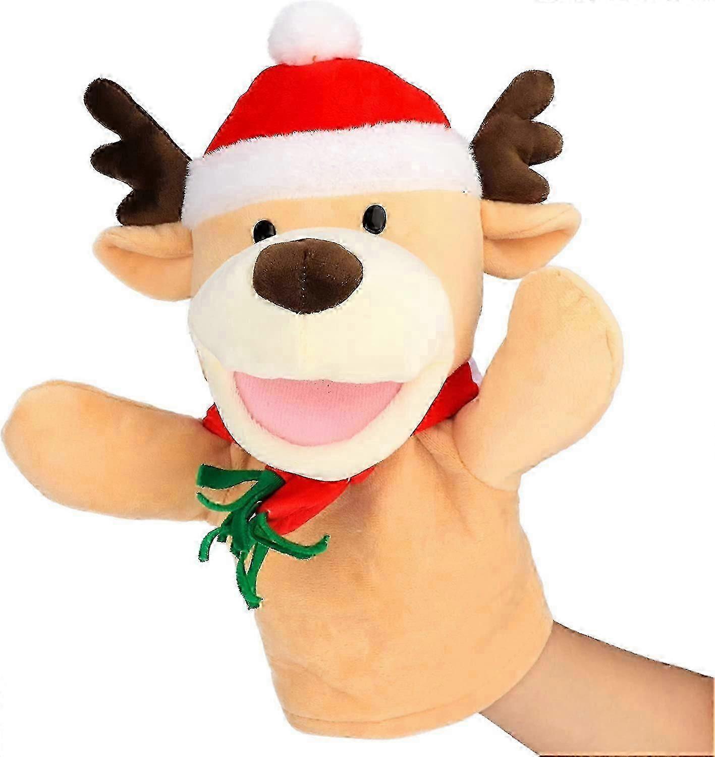 11.8' Plush Shark Hand Puppet with Open Movable Mouth for Storytelling Puppet Theater