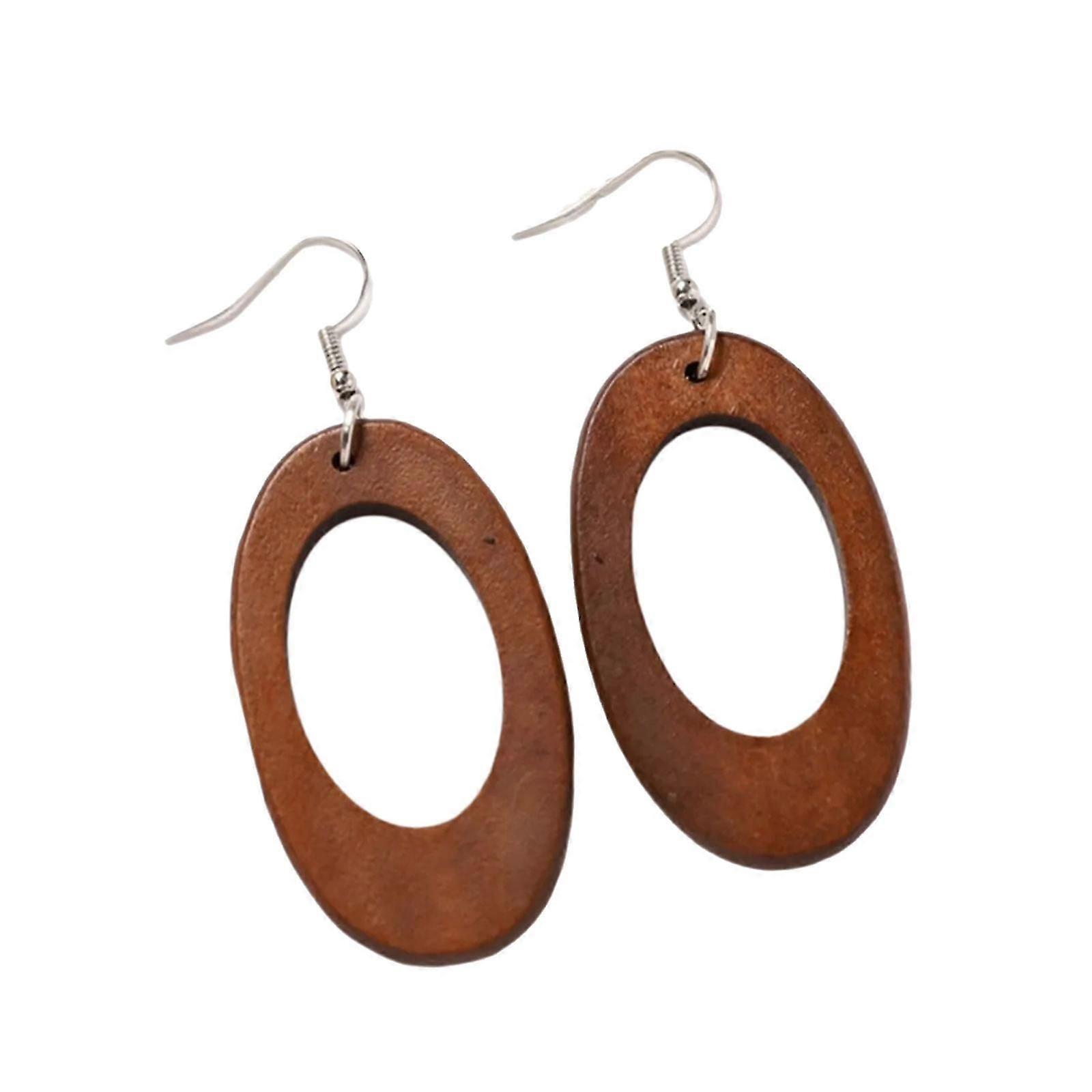 Wooden Geometric Long Earrings Lightweight for Women's