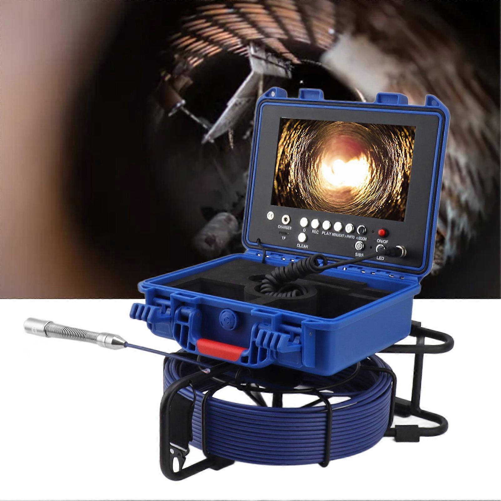 Sewer Camera 1080P HD 17mm Pipe Inspection Camera IP68 Waterproof Drain Sewer Endoscope with Meter Counter 100‑240V US Plug 