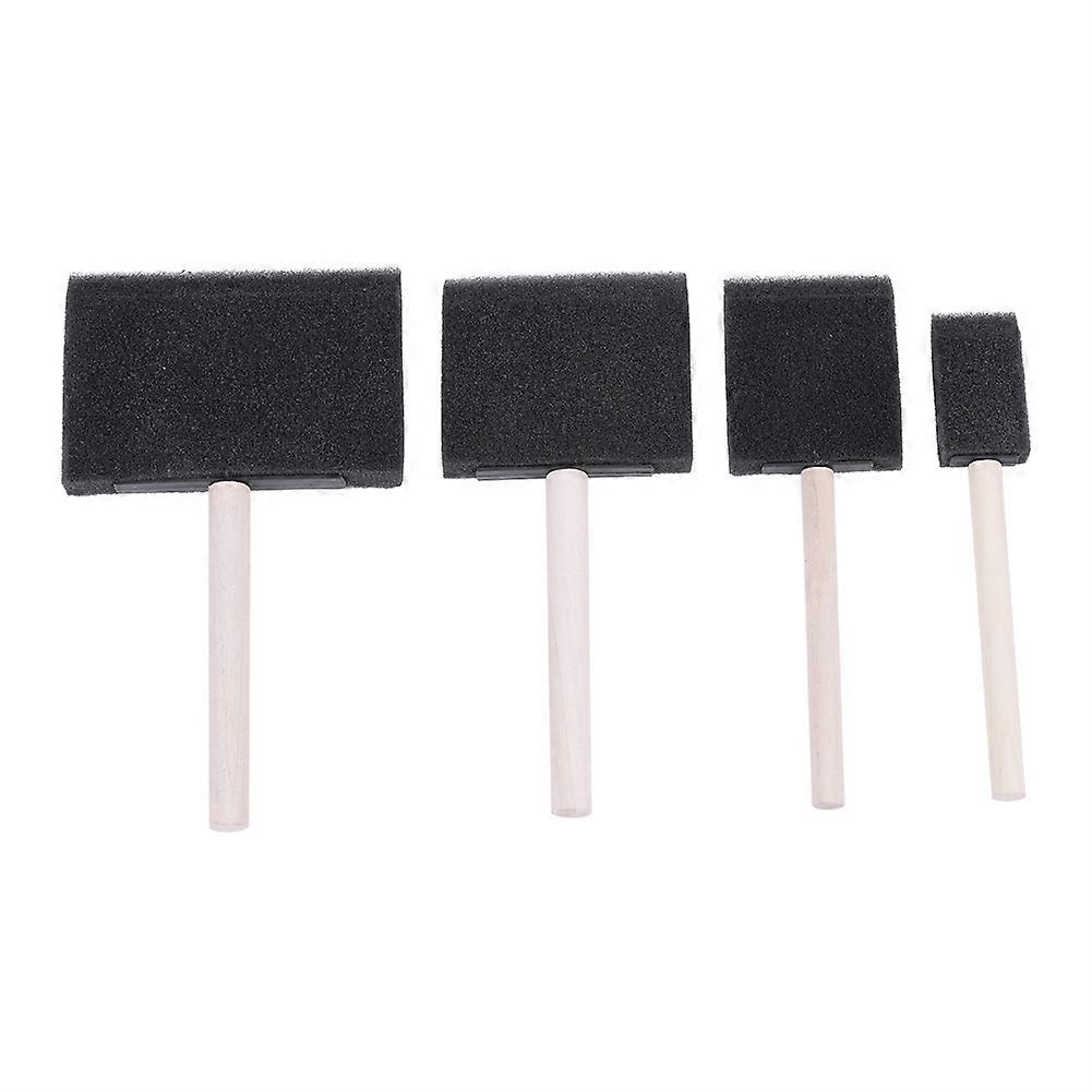 4 pcs/set Foam Sponge Brush With Wooden Handle For Painting /Graffiti/Dust Cleaning