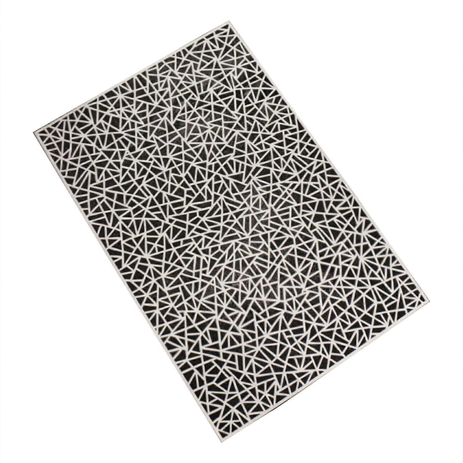 PVC Geometric Heat Insulation Placemat & Coaster, Silver - Compatible with Dining Table Decor