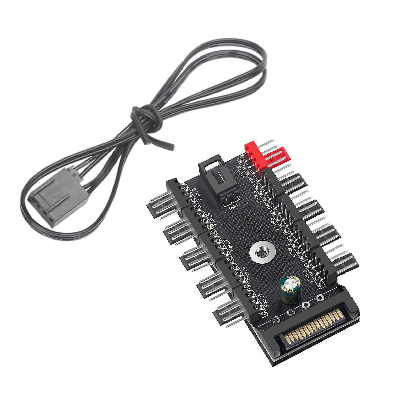 4Pin PWM Cooling Fan HUBs Splitters Increase Air Circulation for Better Cooling Fan Control Panel for PC Case Strong Air Multicolor