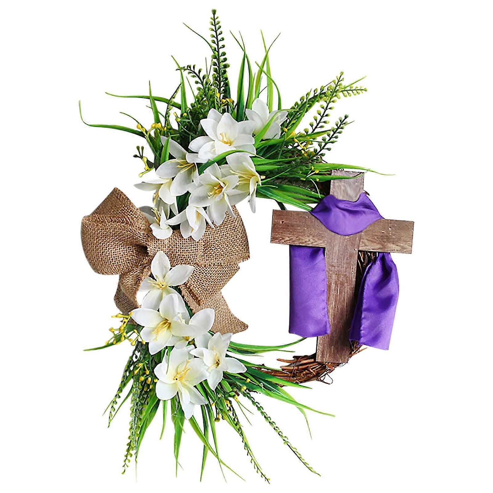 Happy Easter Clearance! WJSXC Easter Wreaths Easter Elements Decorations Door Hanging Easter Wreaths Purple