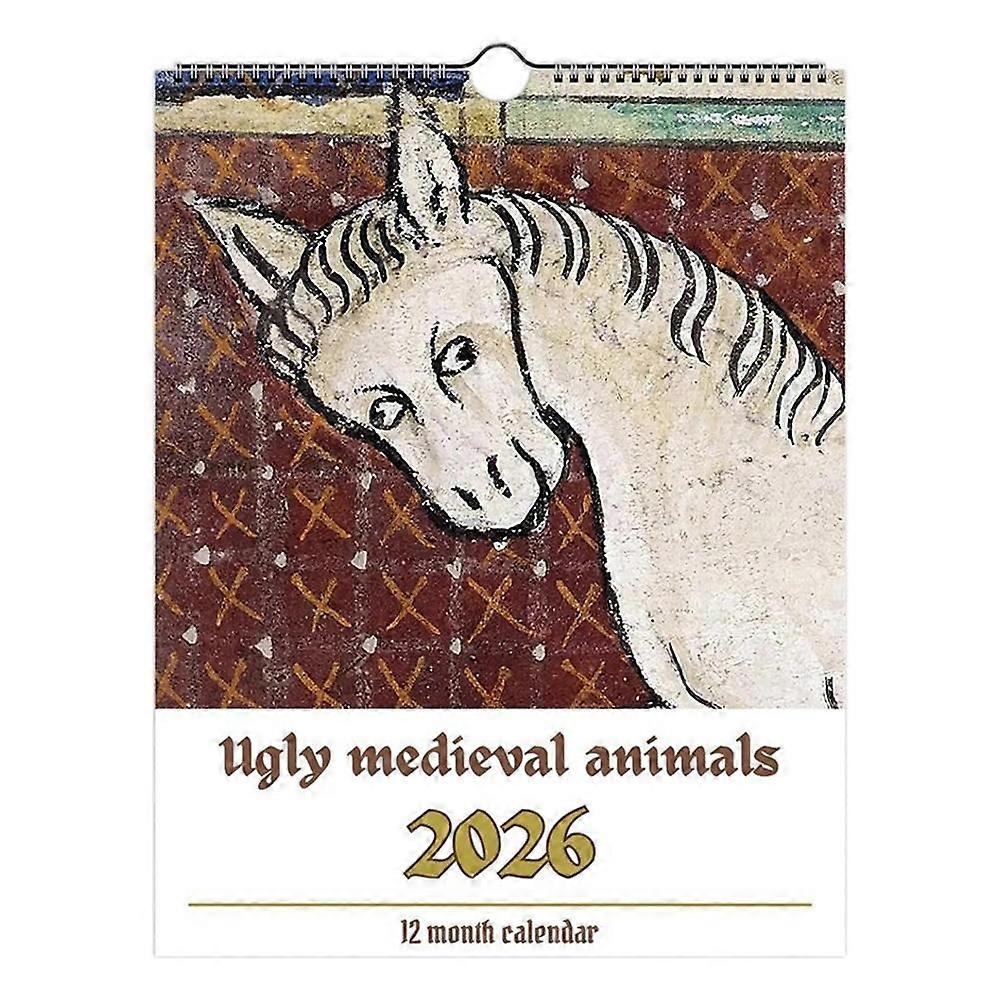 2026 Medieval Animal Art Calendar Humorous Historical Style Wall Calendar with Monthly Grids Ideal Gift for Art History Fans